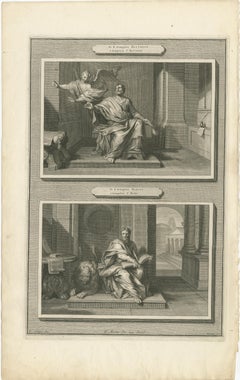 Biblical Engraving – Evangelists Matthew & Mark, Pieter Mortier, Early 1700s