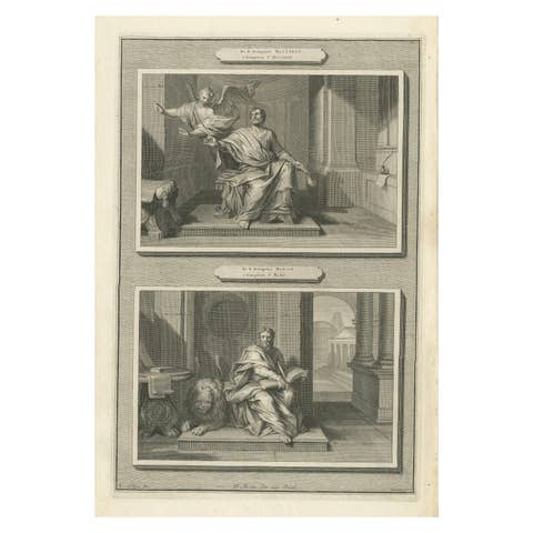 Biblical Engraving – Evangelists Matthew & Mark, Pieter Mortier, Early 1700s