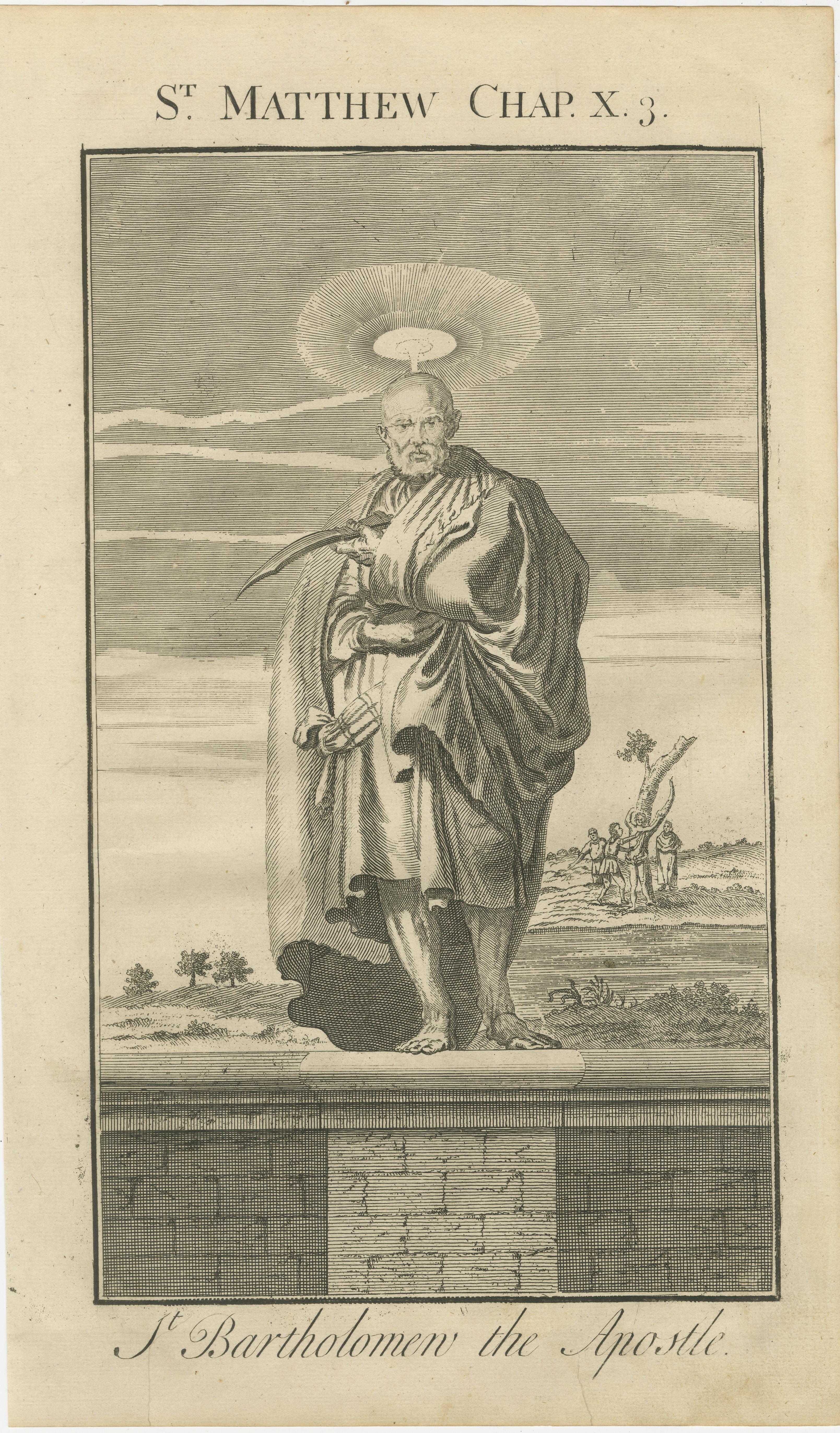 Ensemble de 3 gravures bibliques - Apôtres Barthélemy et Jacques, et Jean-Baptiste (1735)

Cet ensemble captivant de trois gravures anciennes, imprimées en 1735, présente des personnages et des moments clés du Nouveau Testament. Les images