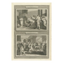 Biblische Stiche - Christus, die ehebrecherische Frau und die Steinigung des Stephanus 1700