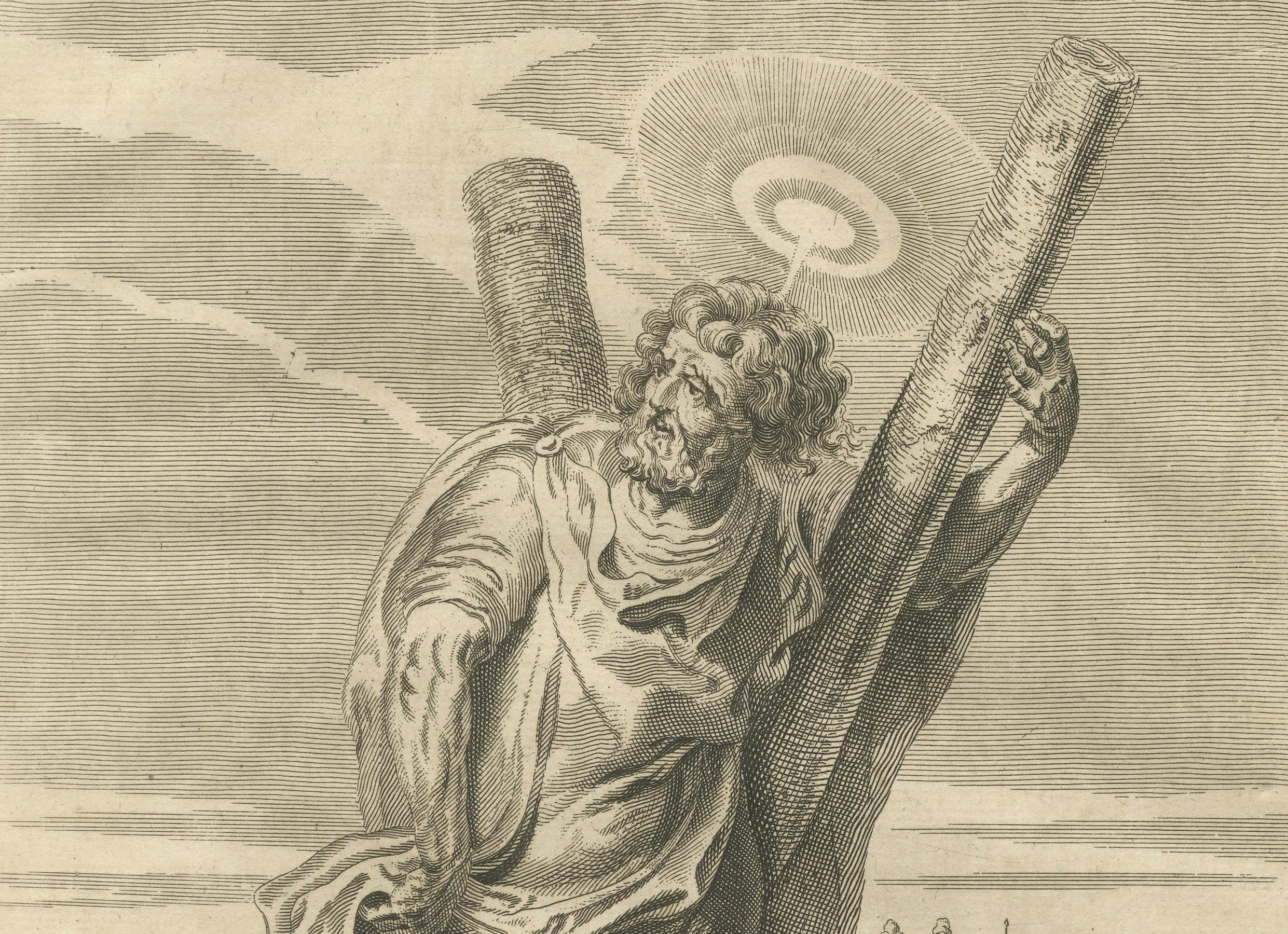 Biblische Stiche - Christi Auferstehung und der heilige Apostel Andrew (1735) (Graviert) im Angebot