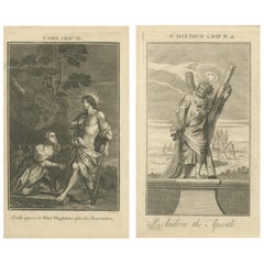 Grabados bíblicos - Resurrección de Cristo y San Andrés Apóstol (1735)
