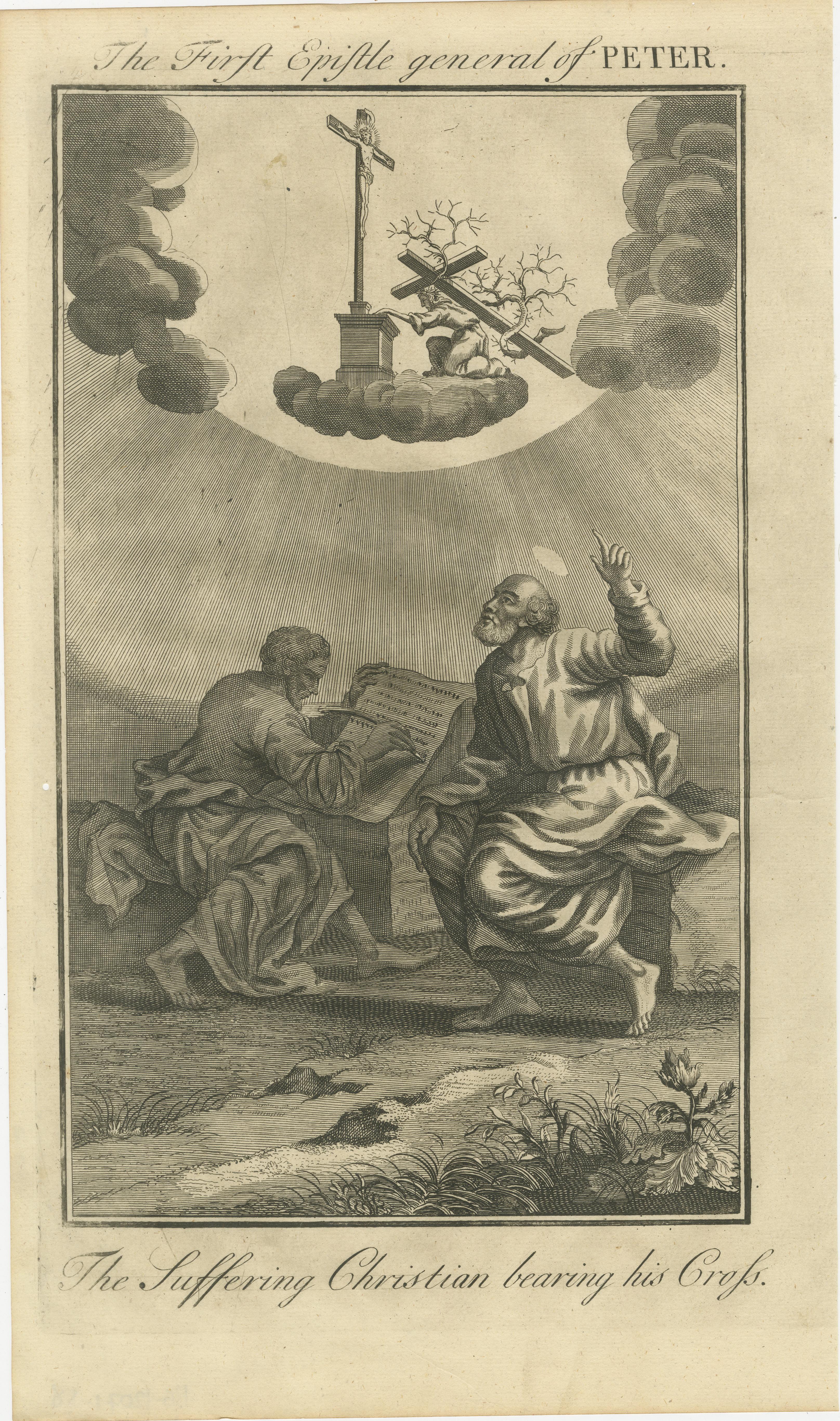 Satz von 3 biblischen Stichen - Petrus- und Johannesbriefe, Szenen der göttlichen Inspiration (1735)

Dieser ausdrucksstarke Satz von drei antiken Stichen, der 1735 veröffentlicht wurde, veranschaulicht theologische Momente aus den Allgemeinen