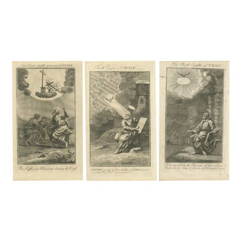 Biblical Engravings – Epistles of Peter and John, Divine Inspiration Scenes 1735