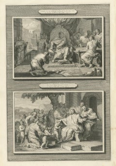 Biblical Engravings – The Unforgiving Servant & Christ Blessing Children, c.1700