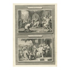 Gravures bibliques - Le serviteur impitoyable et le Christ bénissant les enfants, c.1700
