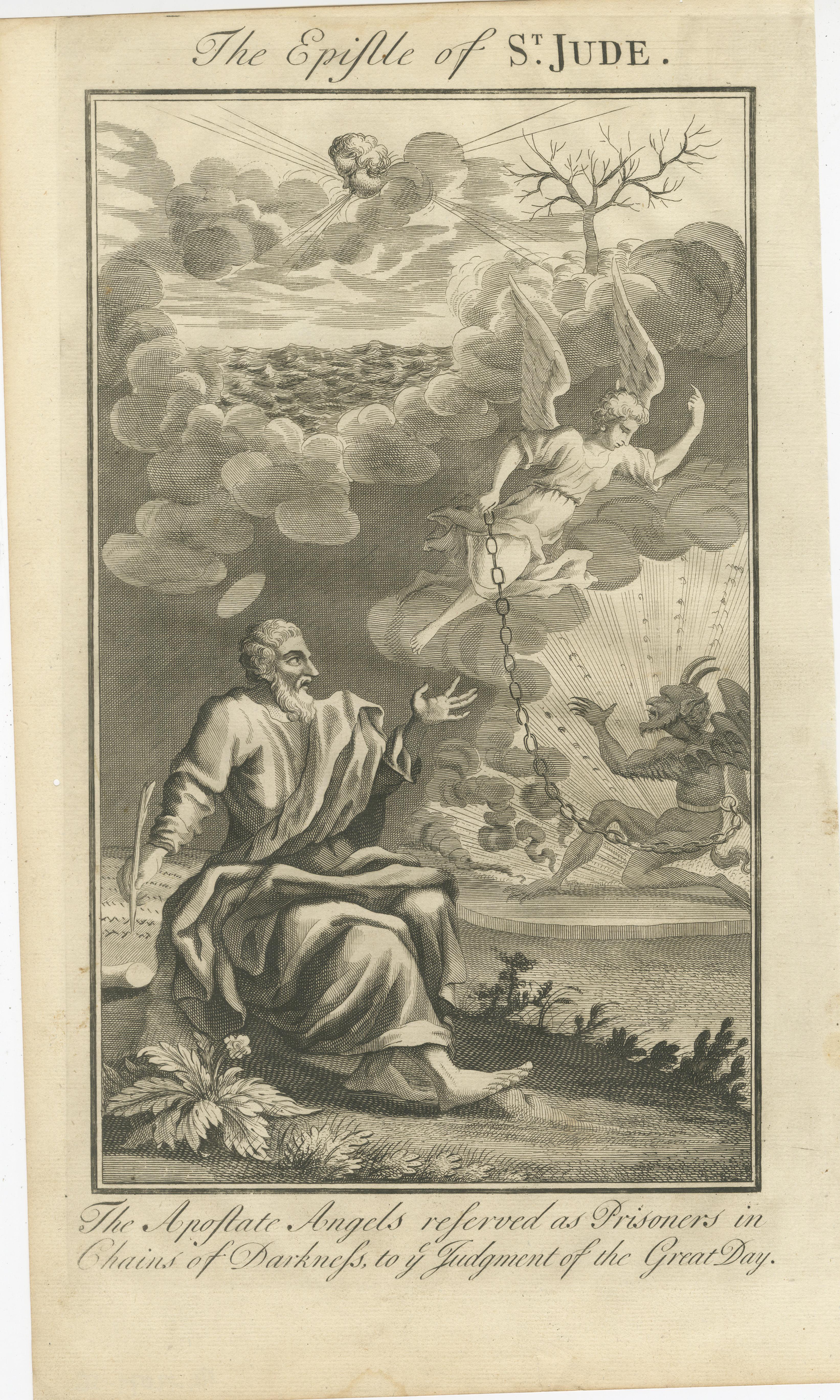 Biblische Stiche - Vision von Leuchtern, Apostel Judas und Engelsurteil (Englisch) im Angebot
