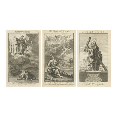 Biblical Engravings – Vision of Candlesticks, Apostle Jude & Judgment of Angels