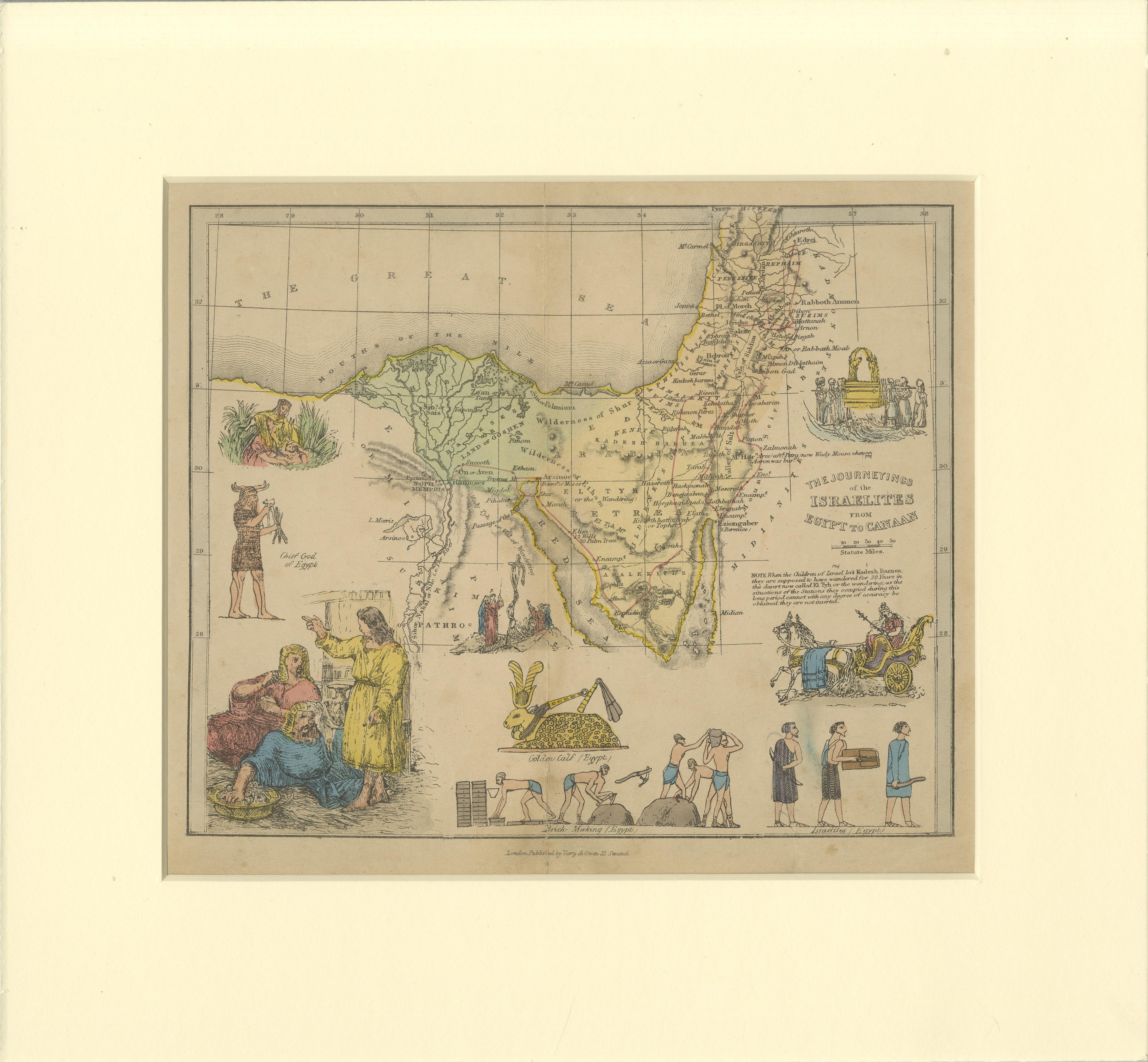 Engraved Biblical Journeys: Apostle Paul's Voyages and the Israelites' Exodus, 1856 For Sale