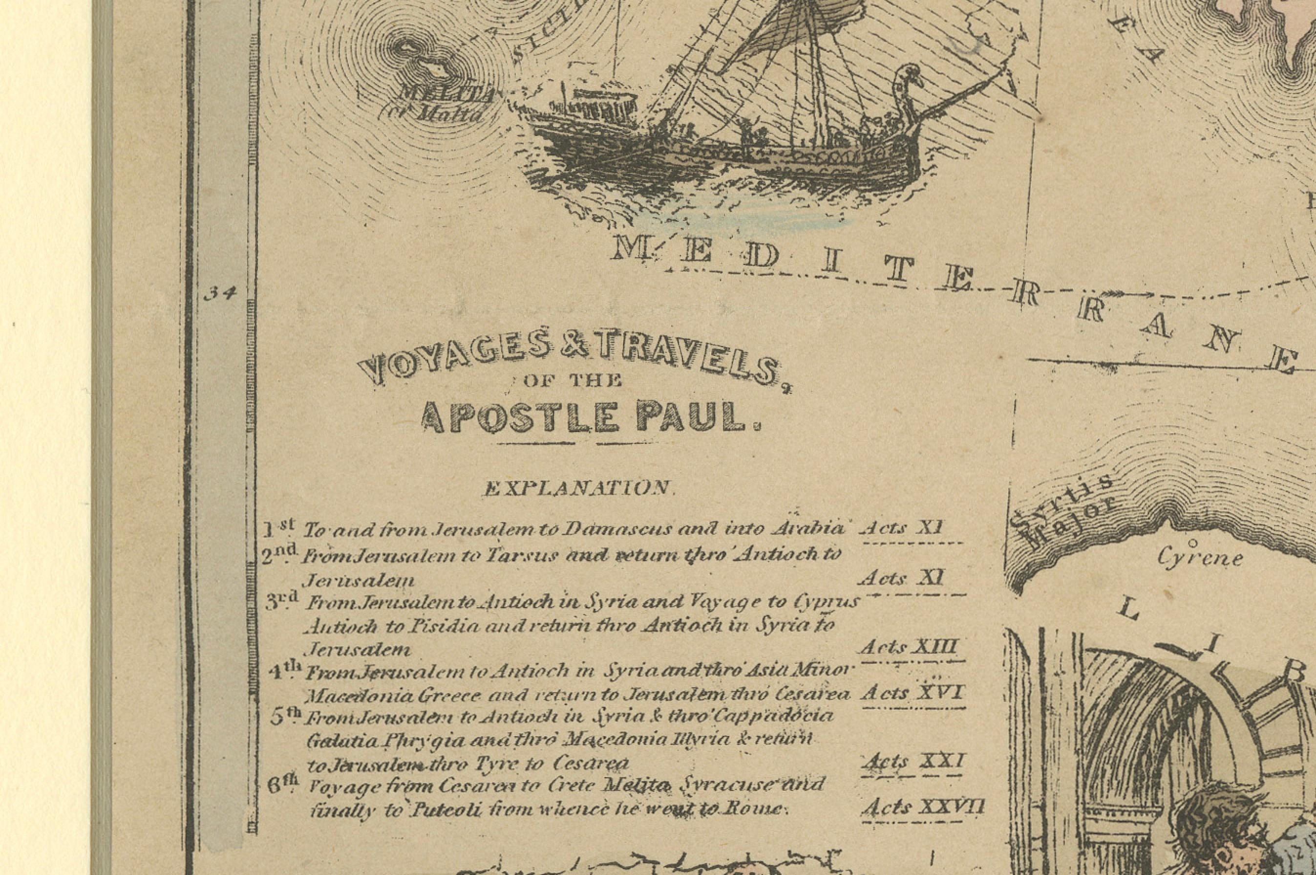 Biblical Journeys: Apostle Paul's Voyages and the Israelites' Exodus, 1856 For Sale 1