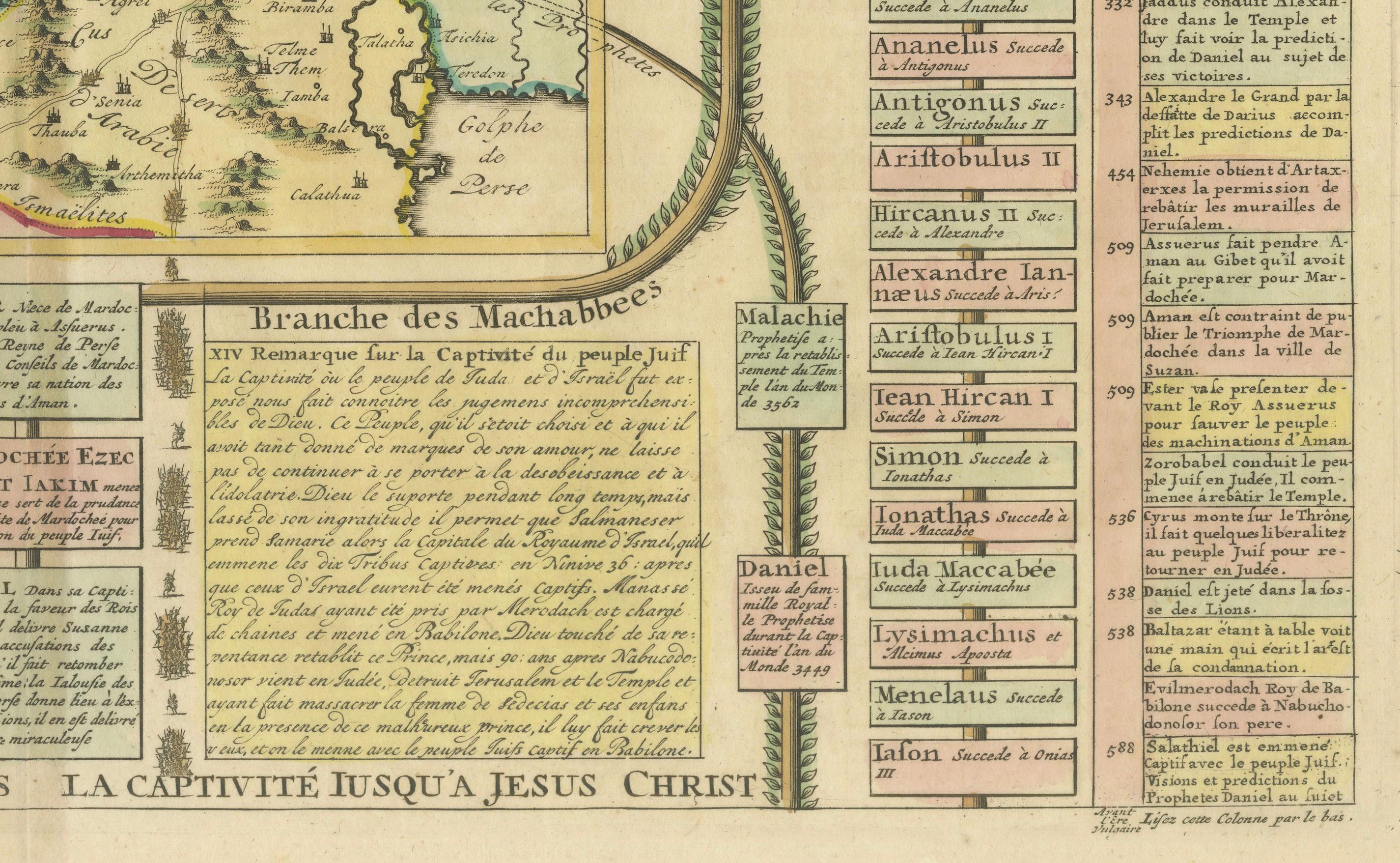 Engraved Biblical Map and Family Trees of the Holy Land by Chatelain, ca. 1720 For Sale