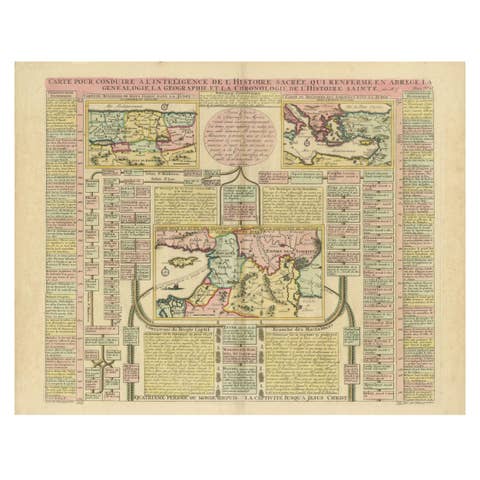 Biblical Map and Family Trees of the Holy Land by Chatelain, ca. 1720