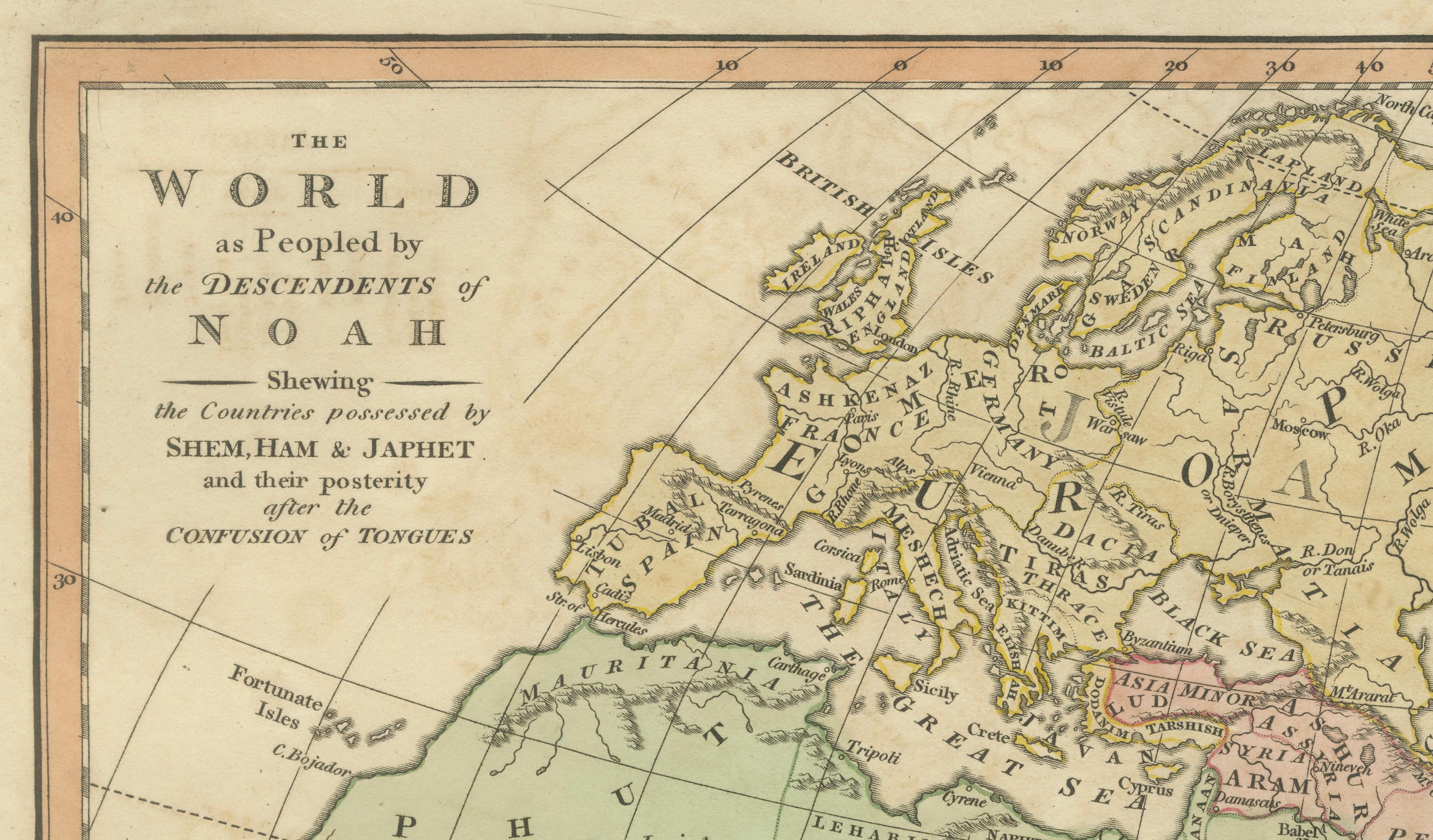 Biblical World Map of the Descendants of Noah — Wilkinson Atlas Classica, 1827