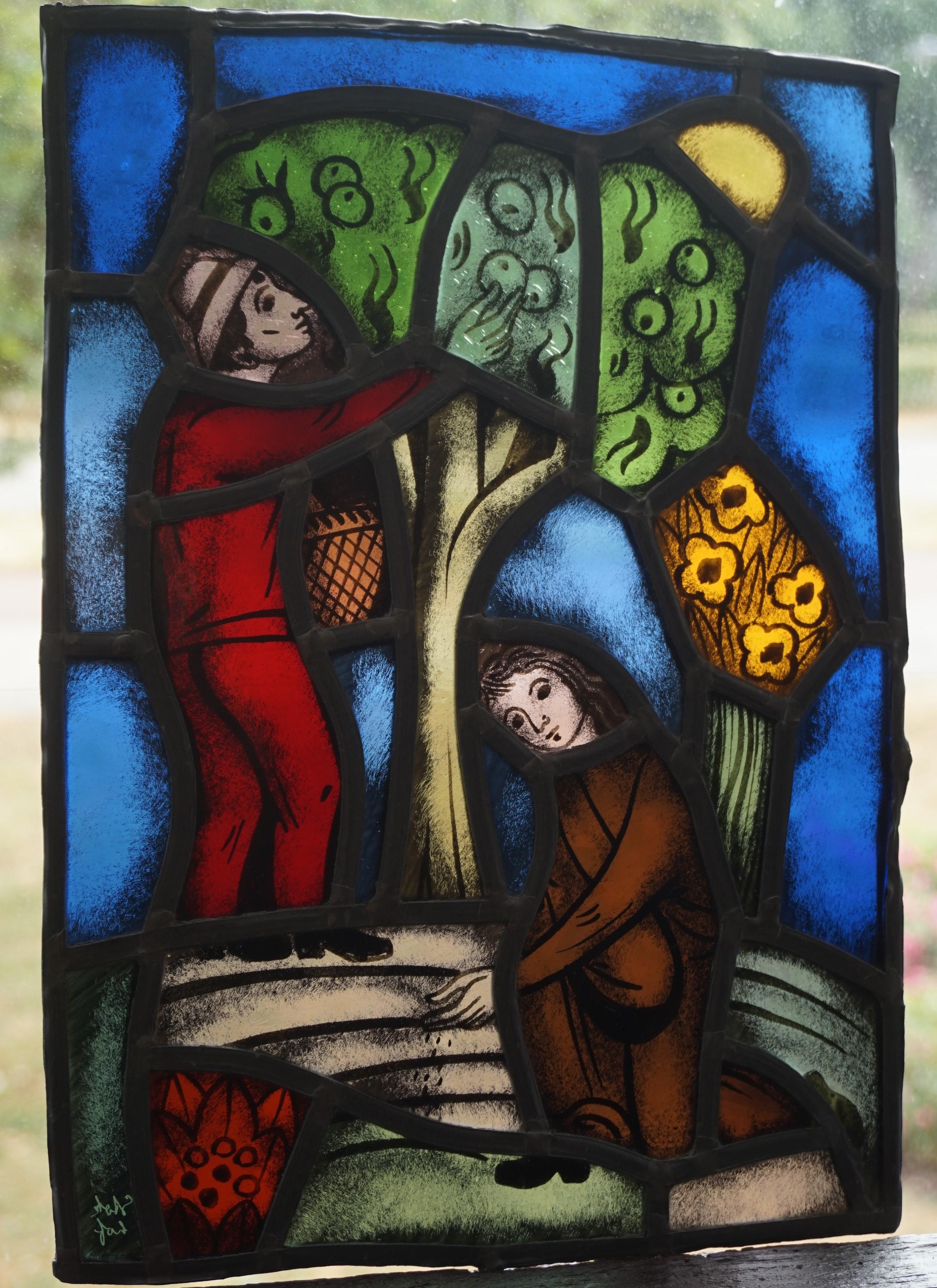 Biblical 'You Reap What You Sow' Leaded & Stained Glass Panel by Abraham Stokhof 5