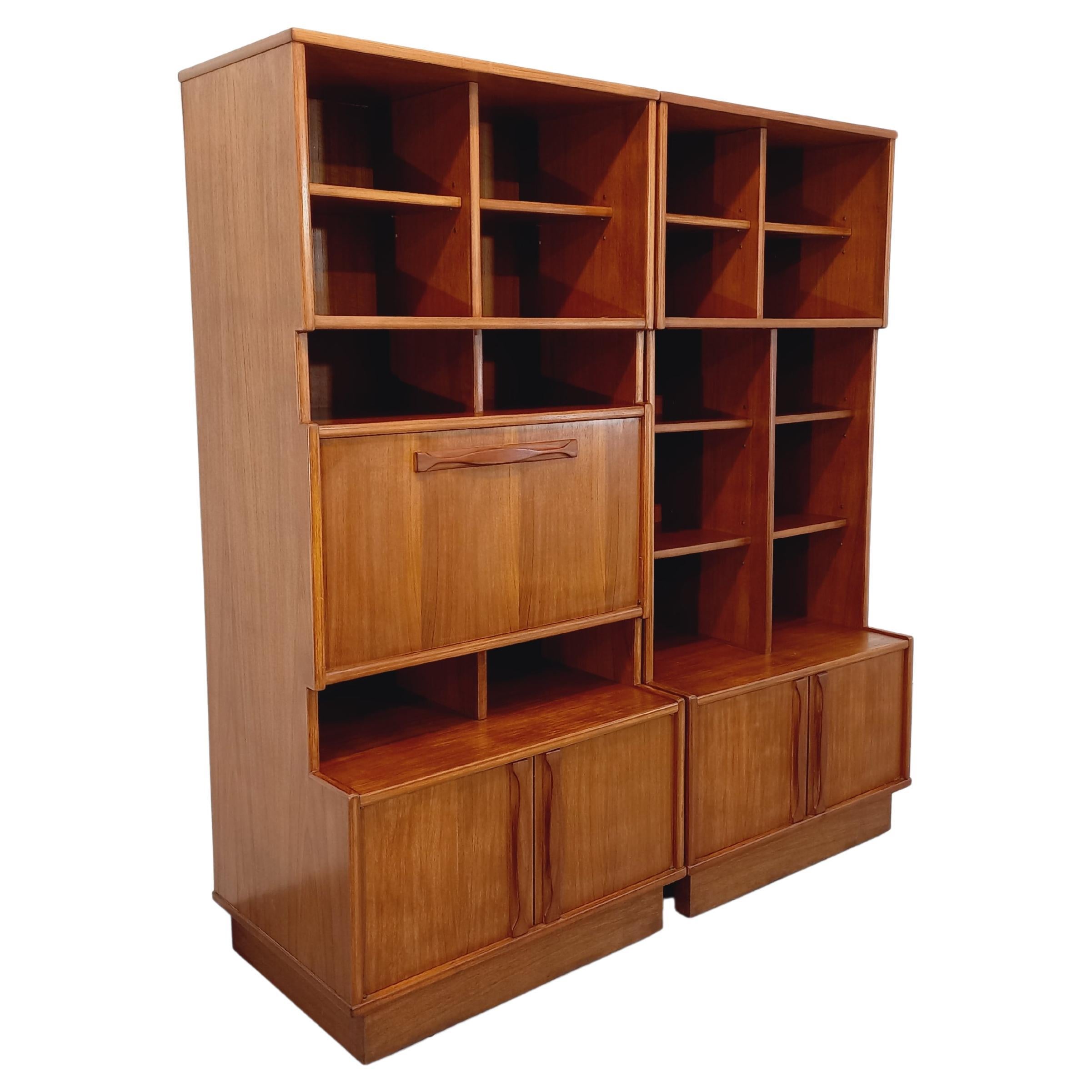 Bibliothèque double scandinave vintage en teck des années 60