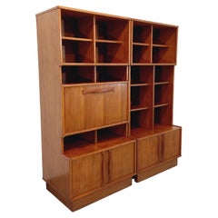 Bibliothèque double scandinave vintage en teck des années 60