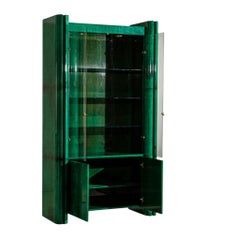 Bibliothèque du designer Aldo Tura en parchemin vernis vert, 1970