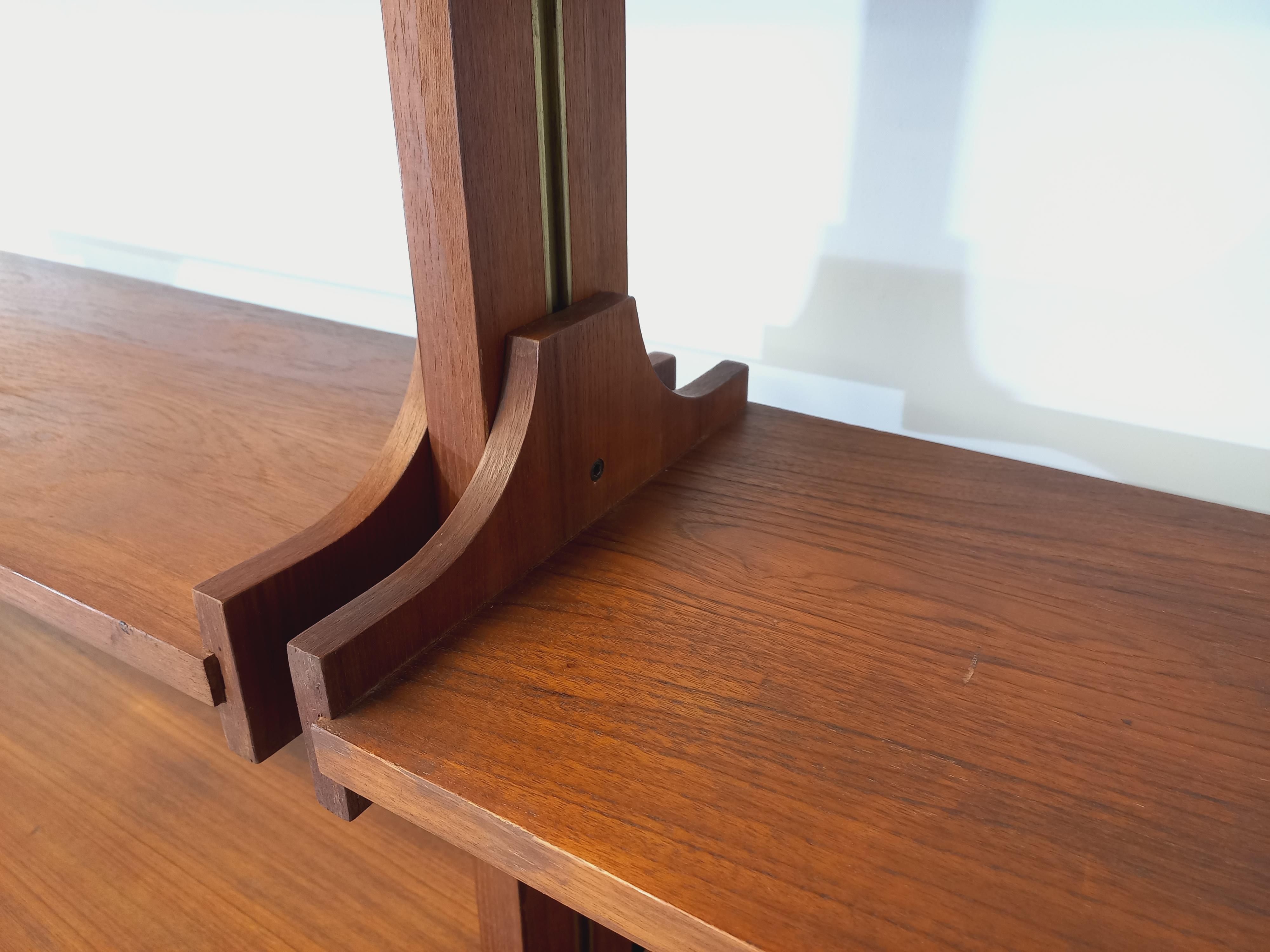 Bibliothèque étagère double modulable vintage en teck des années 60 en venta 5