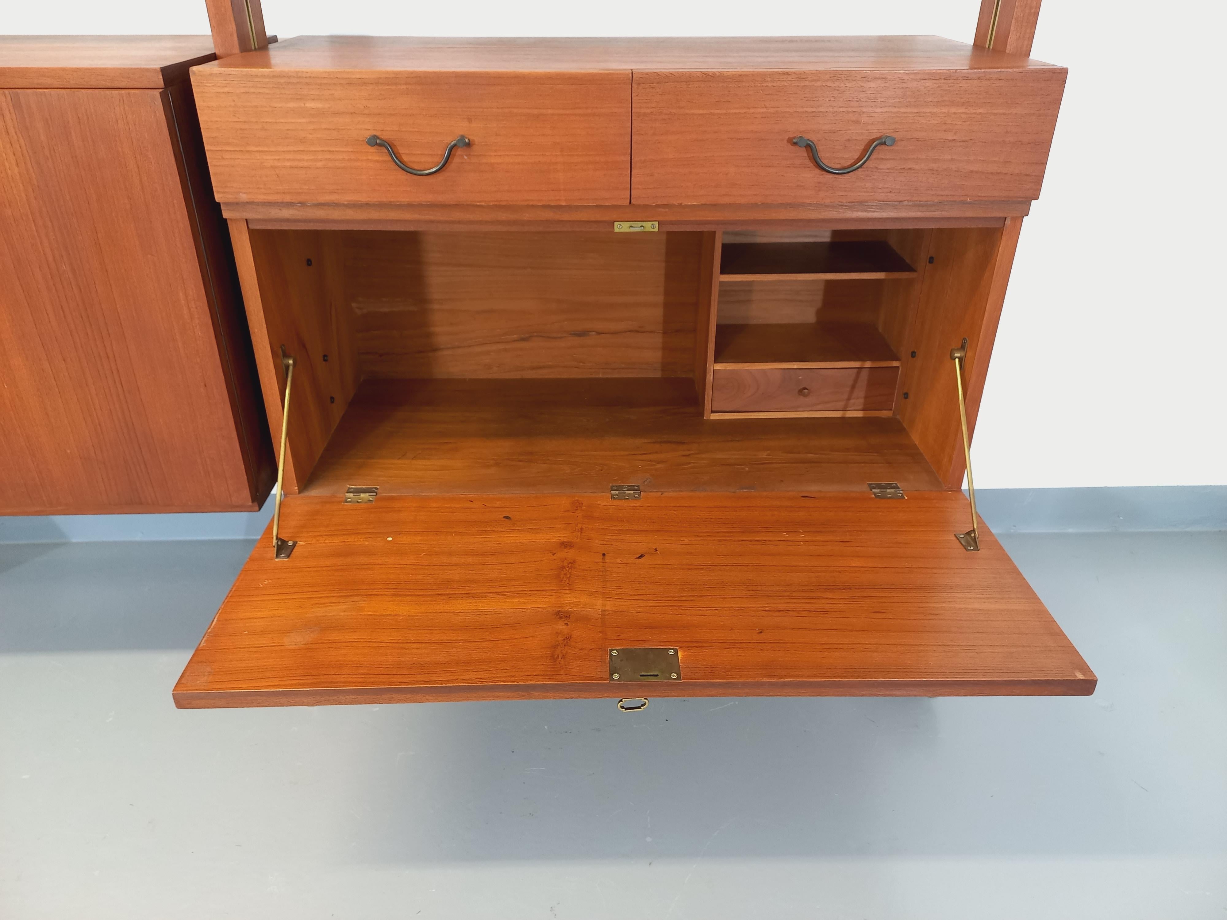 Bibliothèque étagère double modulable vintage en teck des années 60 en venta 7