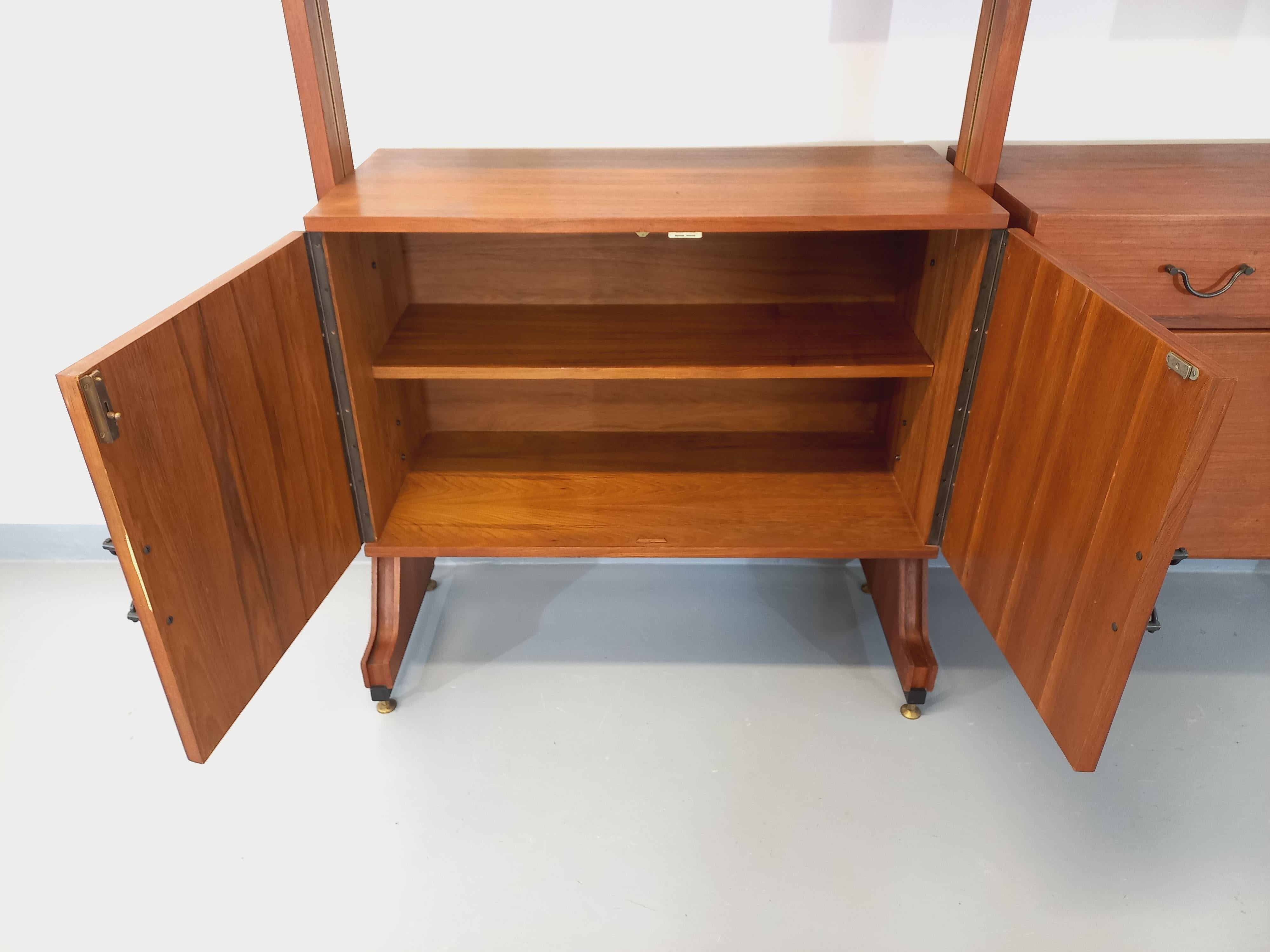 Bibliothèque étagère double modulable vintage en teck des années 60 en venta 8
