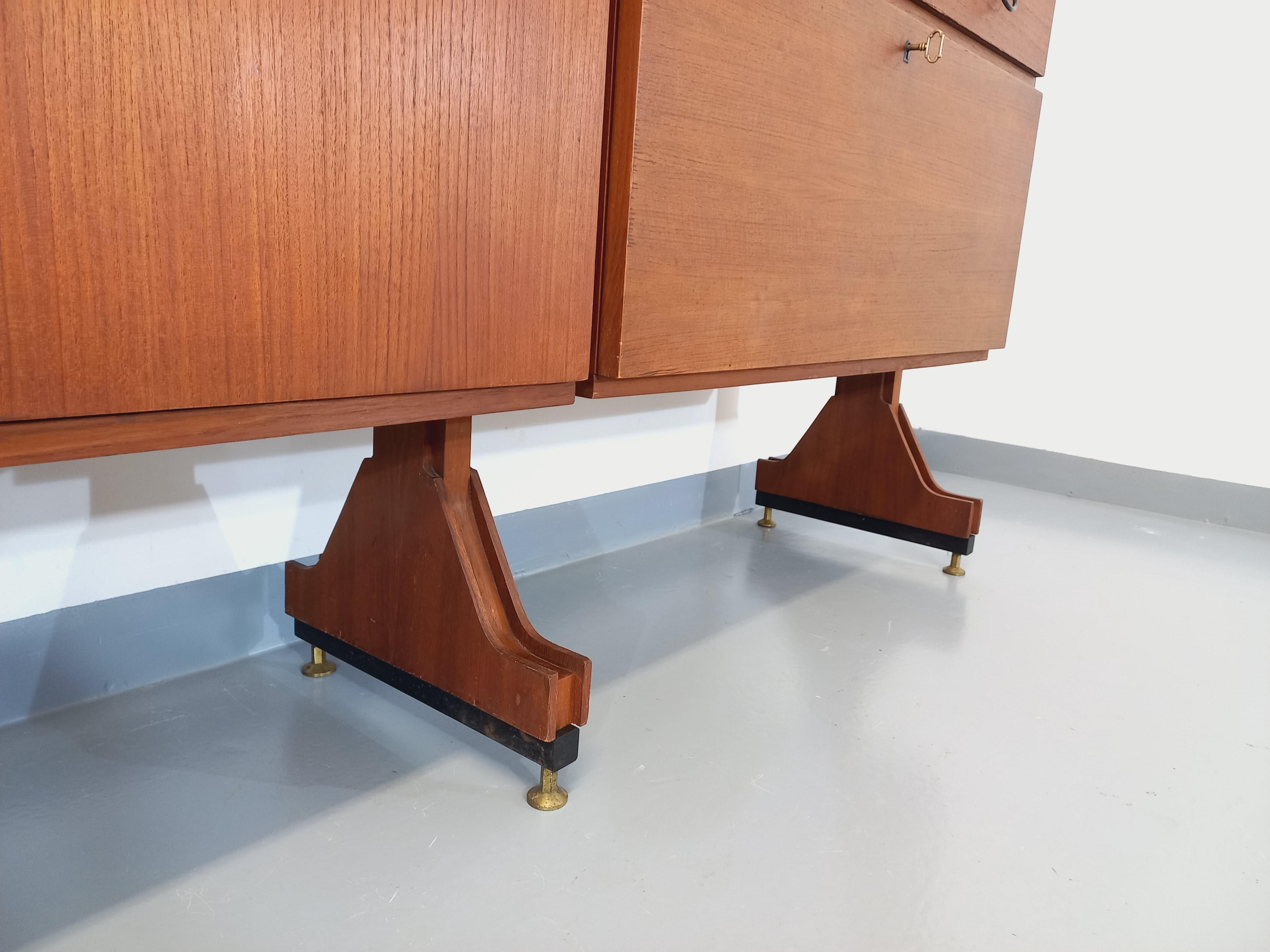 Bibliothèque étagère double modulable vintage en teck des années 60 en venta 9