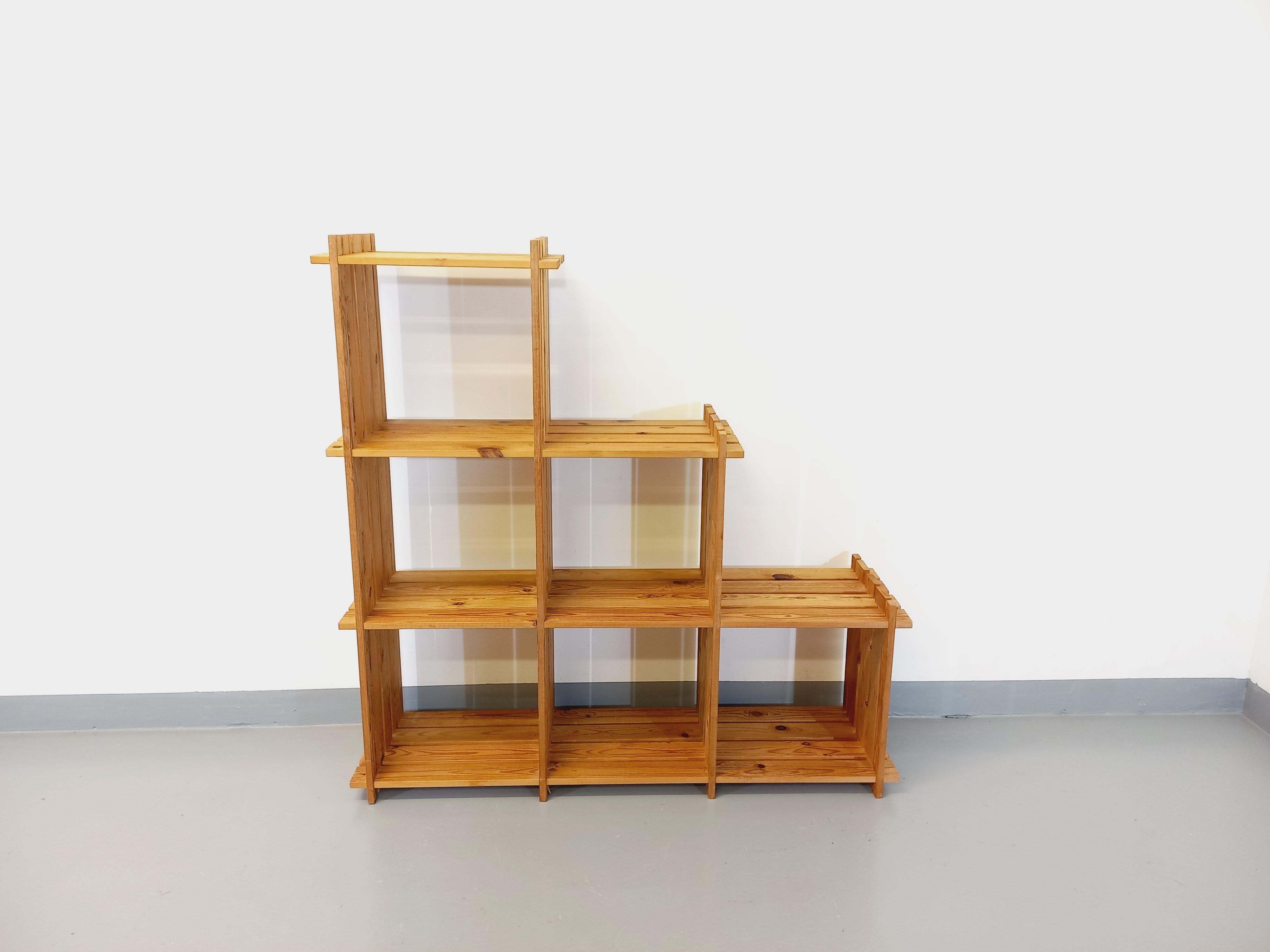 Biblioteca con scala mobile in legno vintage degli anni '80 in stile Maison in vendita 3