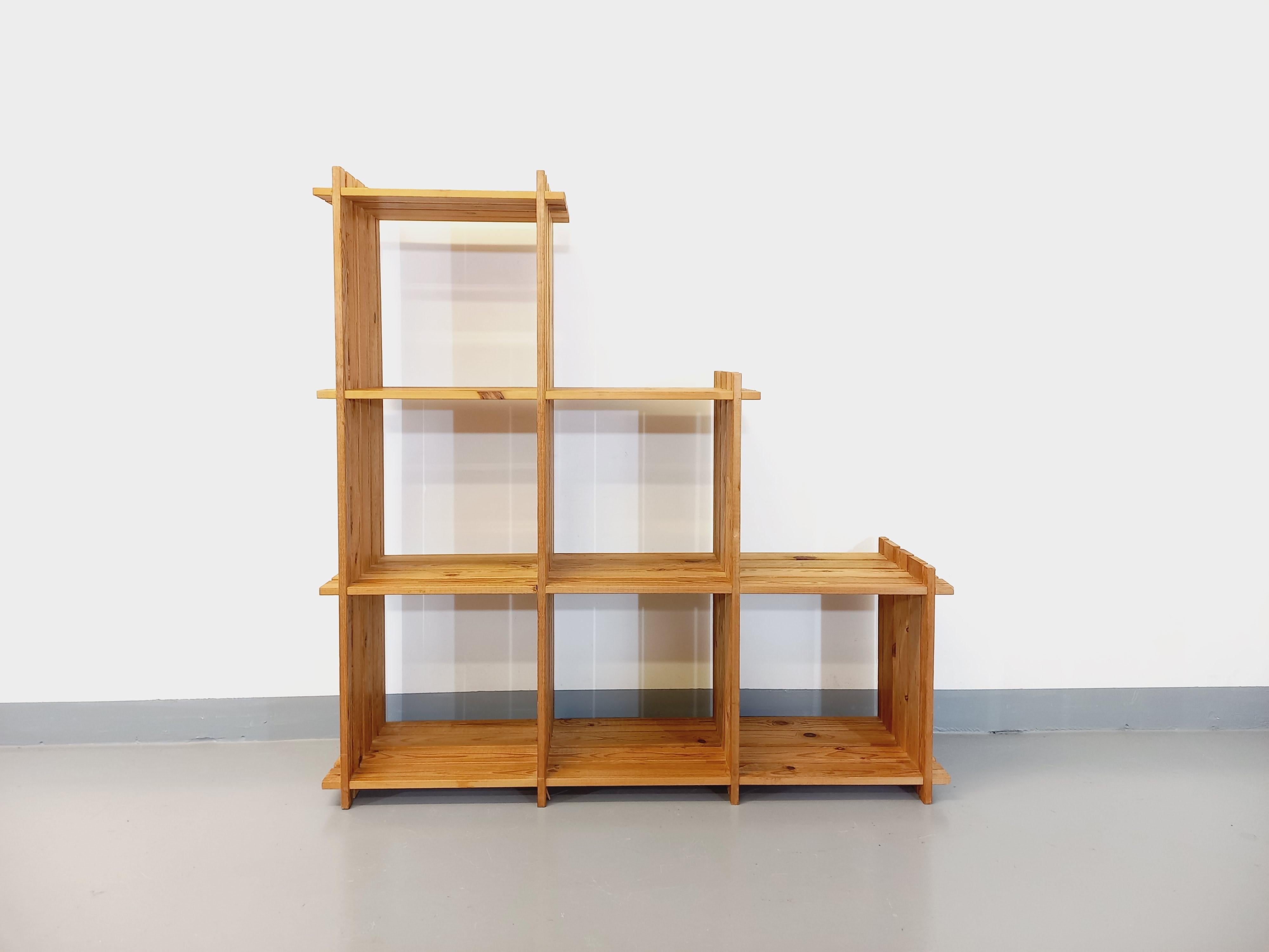 Biblioteca con scala mobile in legno vintage degli anni '80 in stile Maison in vendita 4