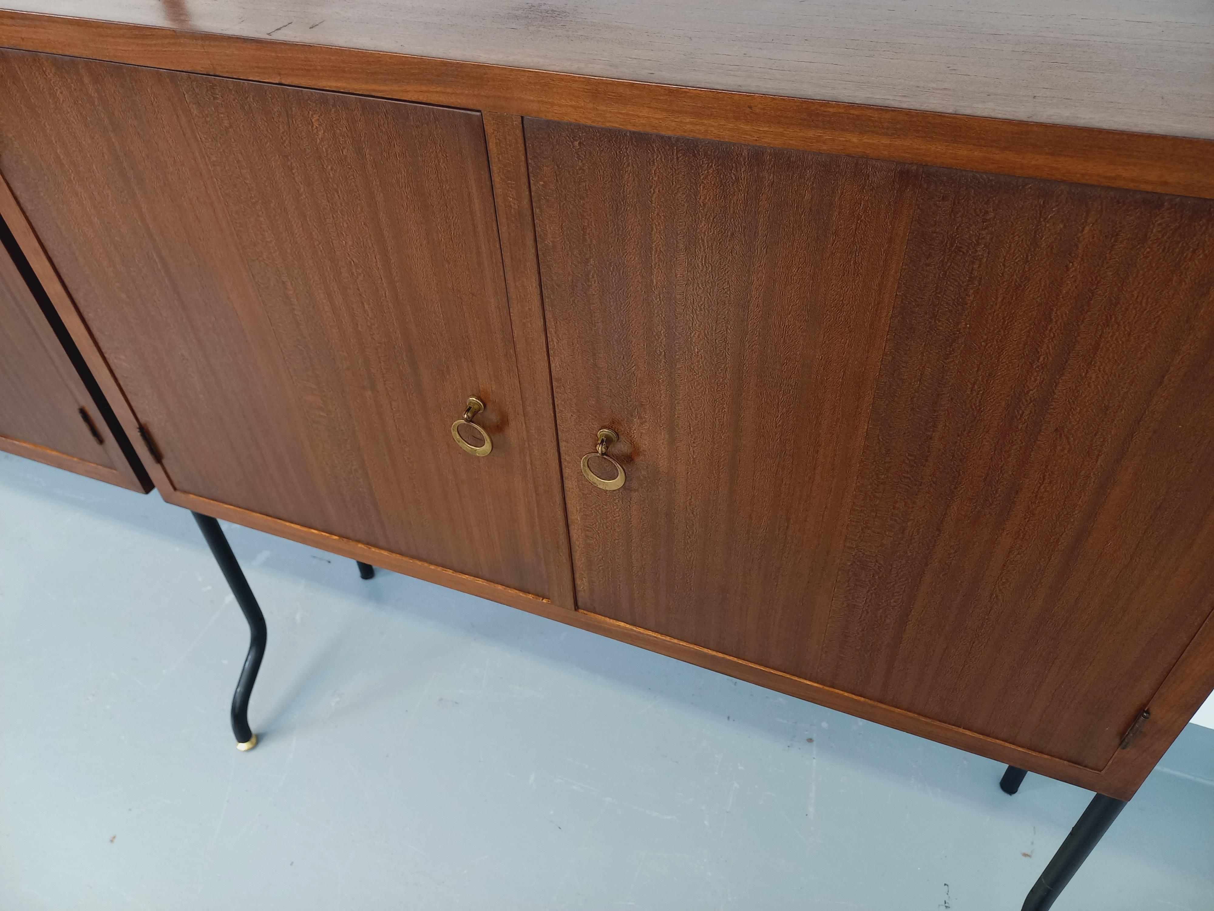 Bibliothèque étagère italienne double modulable vintage en bois et métal in vendita 8