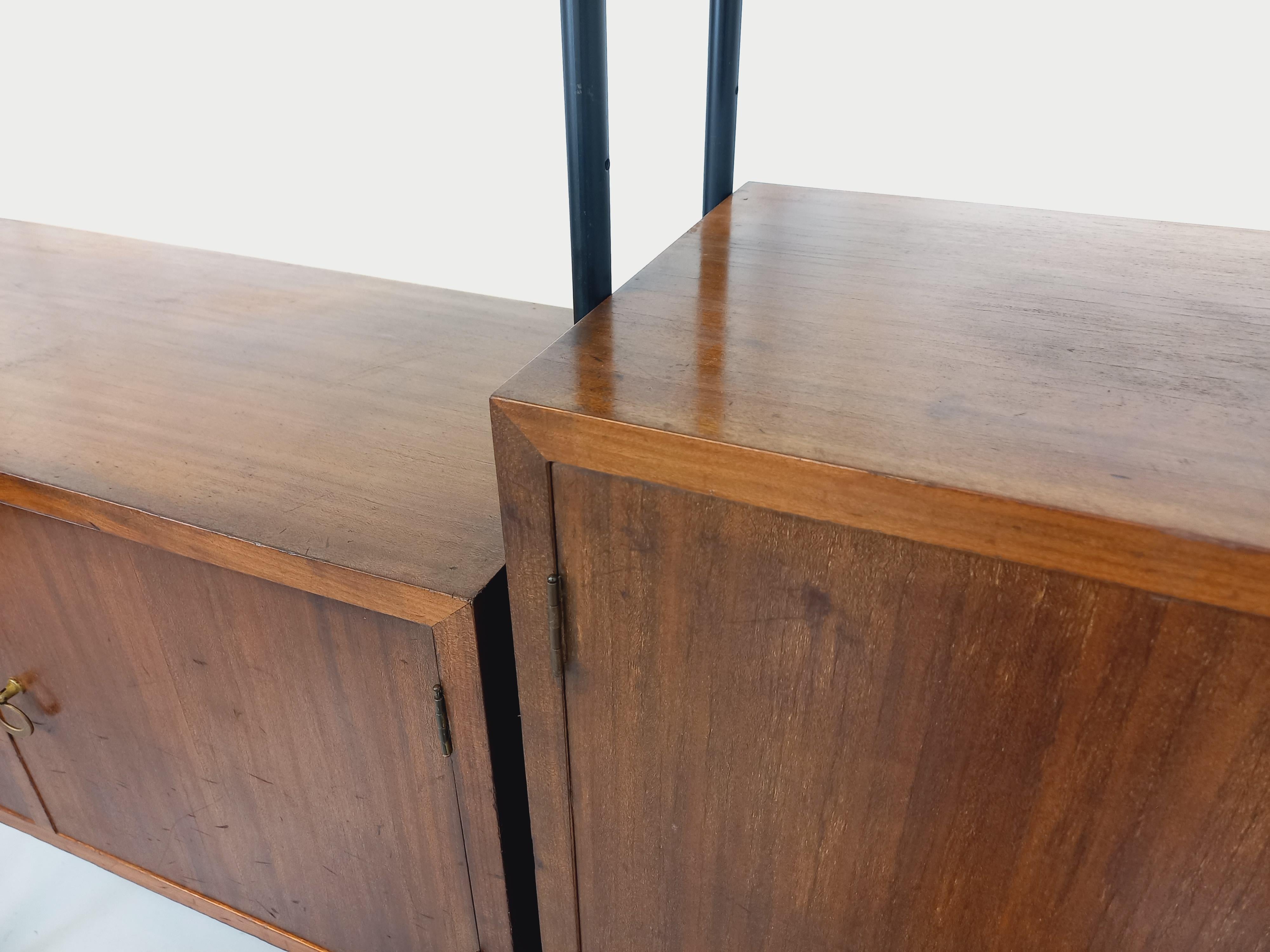 Biblioteca d'epoca italiana doppiamente modulabile in bois e métal in vendita 12