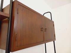 Bibliothèque étagère italienne double modulable vintage en bois et métal