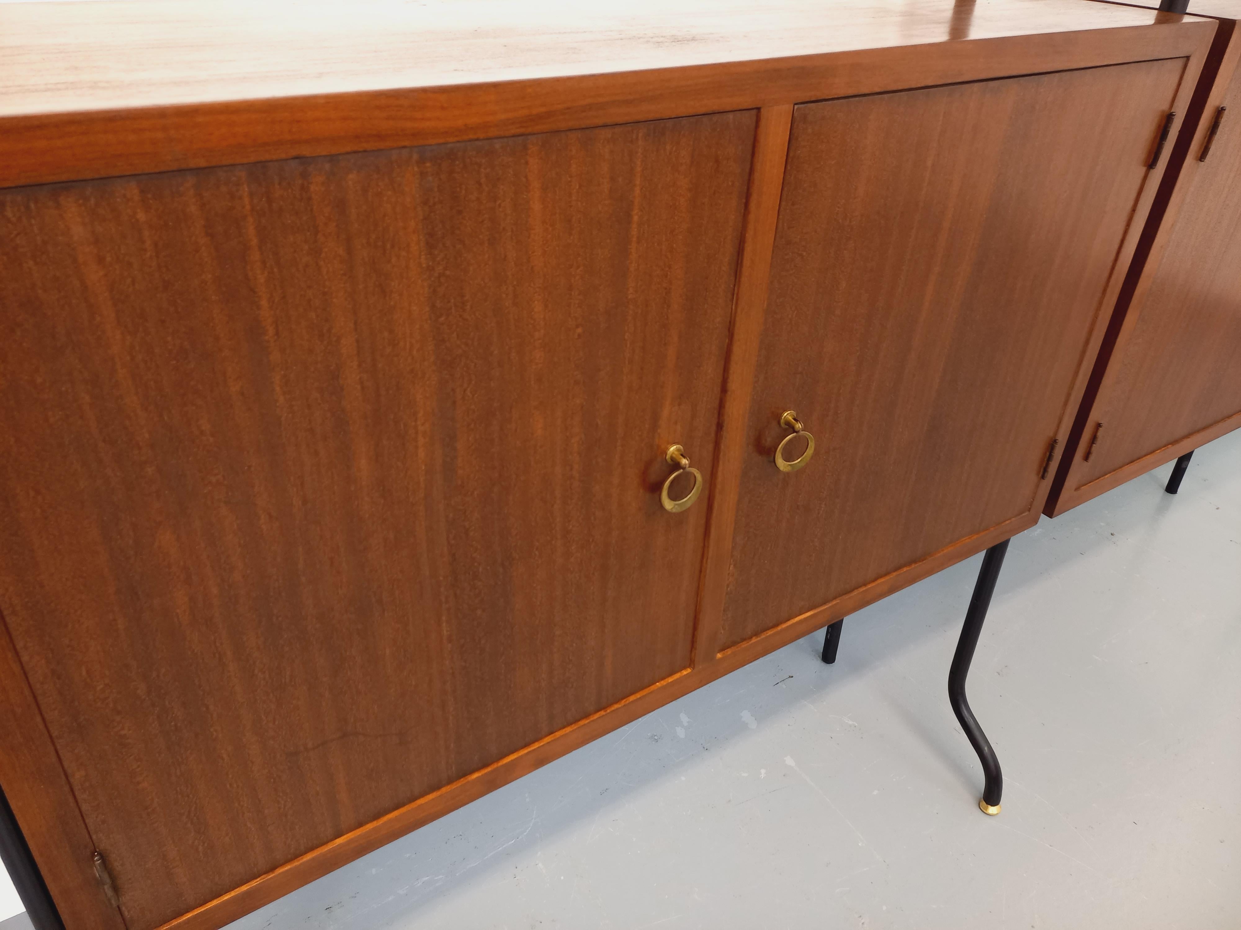 Italiano Bibliothèque étag�ère italienne double modulable vintage en bois et métal in vendita