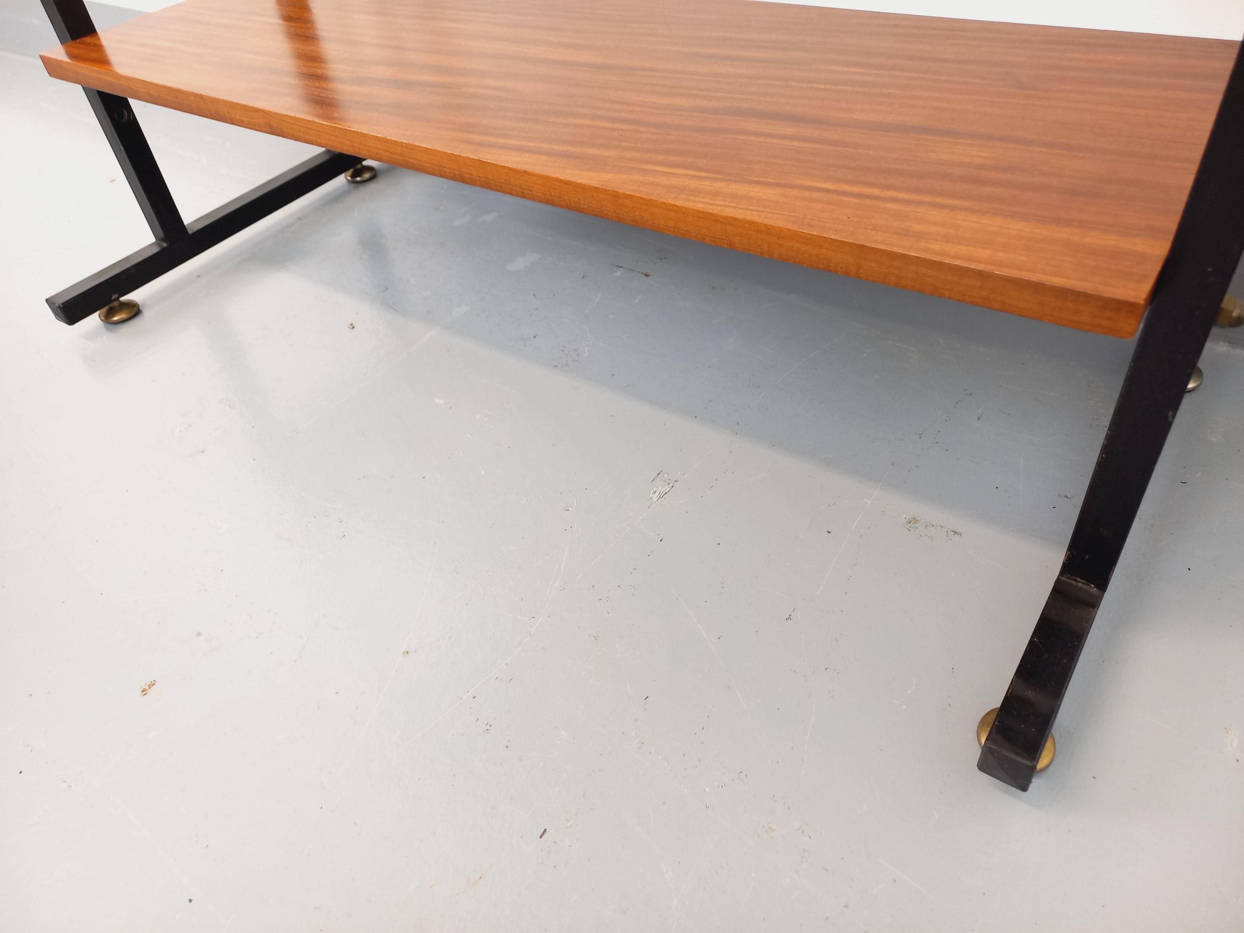 Scandinavo moderno Bibliothèque étagère italienne modulable vintage en teck et métal des années 60 in vendita