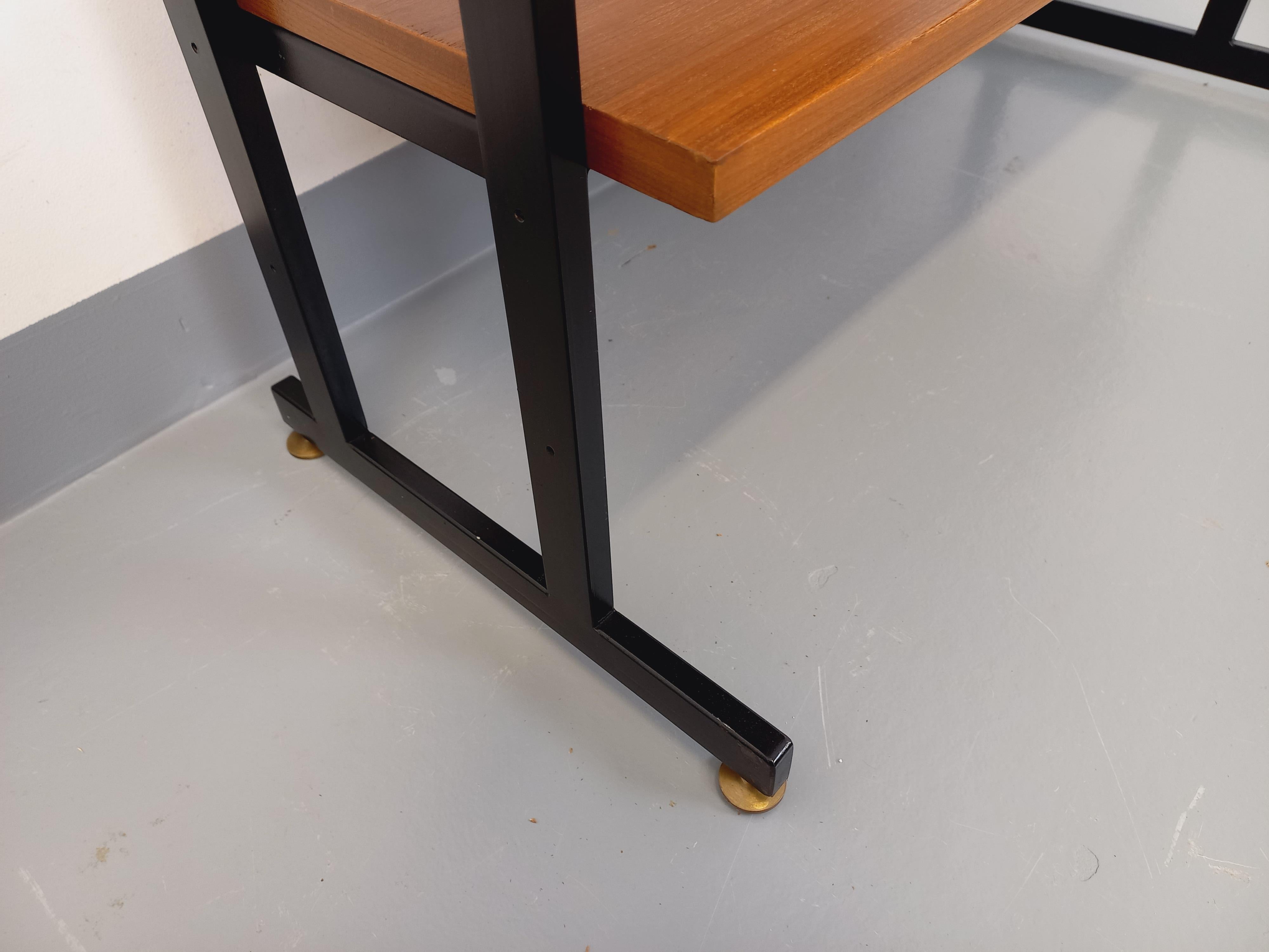 Metal Bibliothèque étagère italienne modulable vintage en teck et métal des années 60