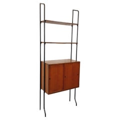 Bibliothèque étagère italienne modulable vintage en teck et métal des années 60
