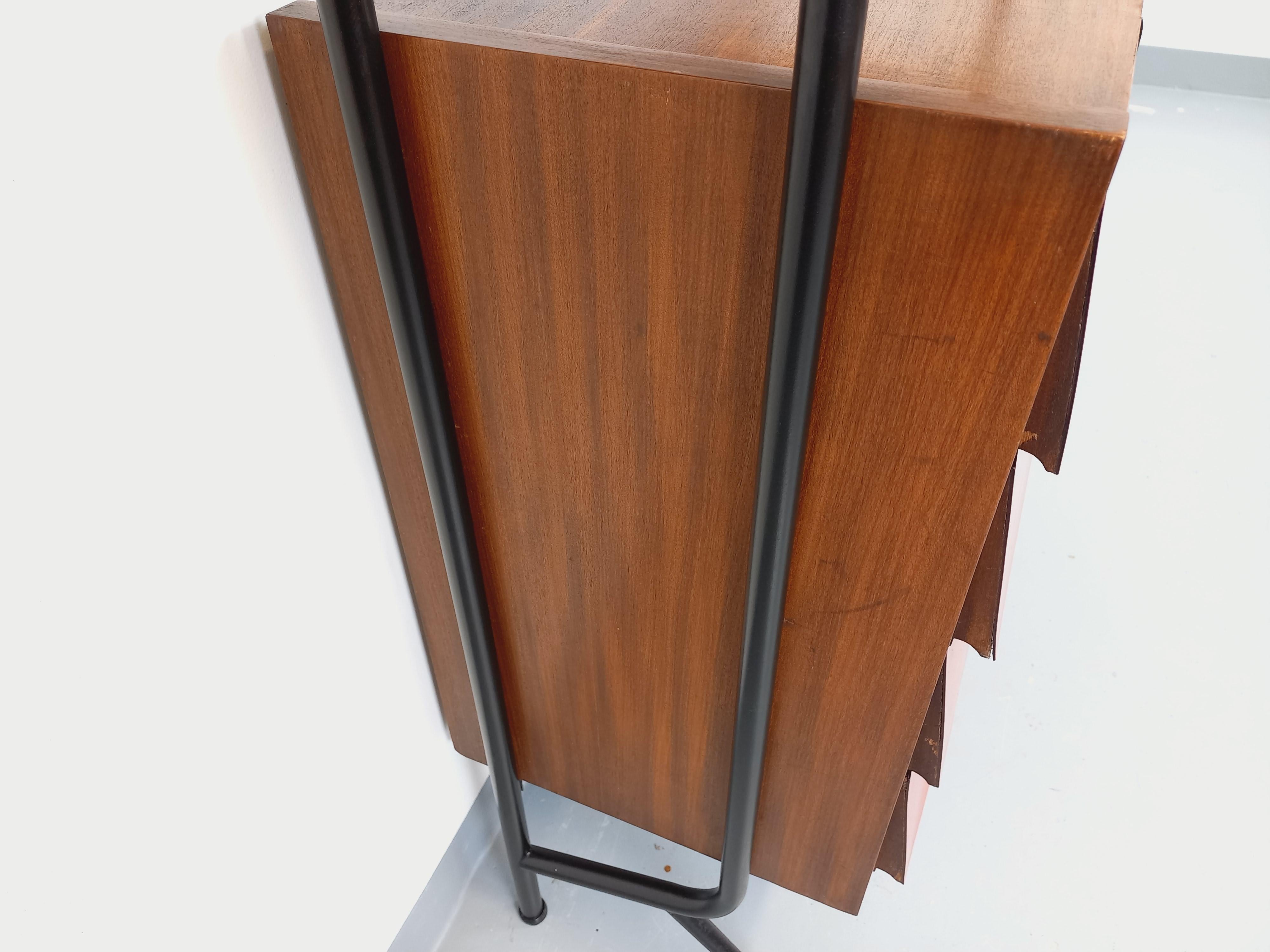 Bibliothèque étagère italienne modulable vintage en teck, métal et mélaminé en venta 9