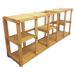 Bibliothèque étagère modulable en pin vintage, dans le style Maison Regain