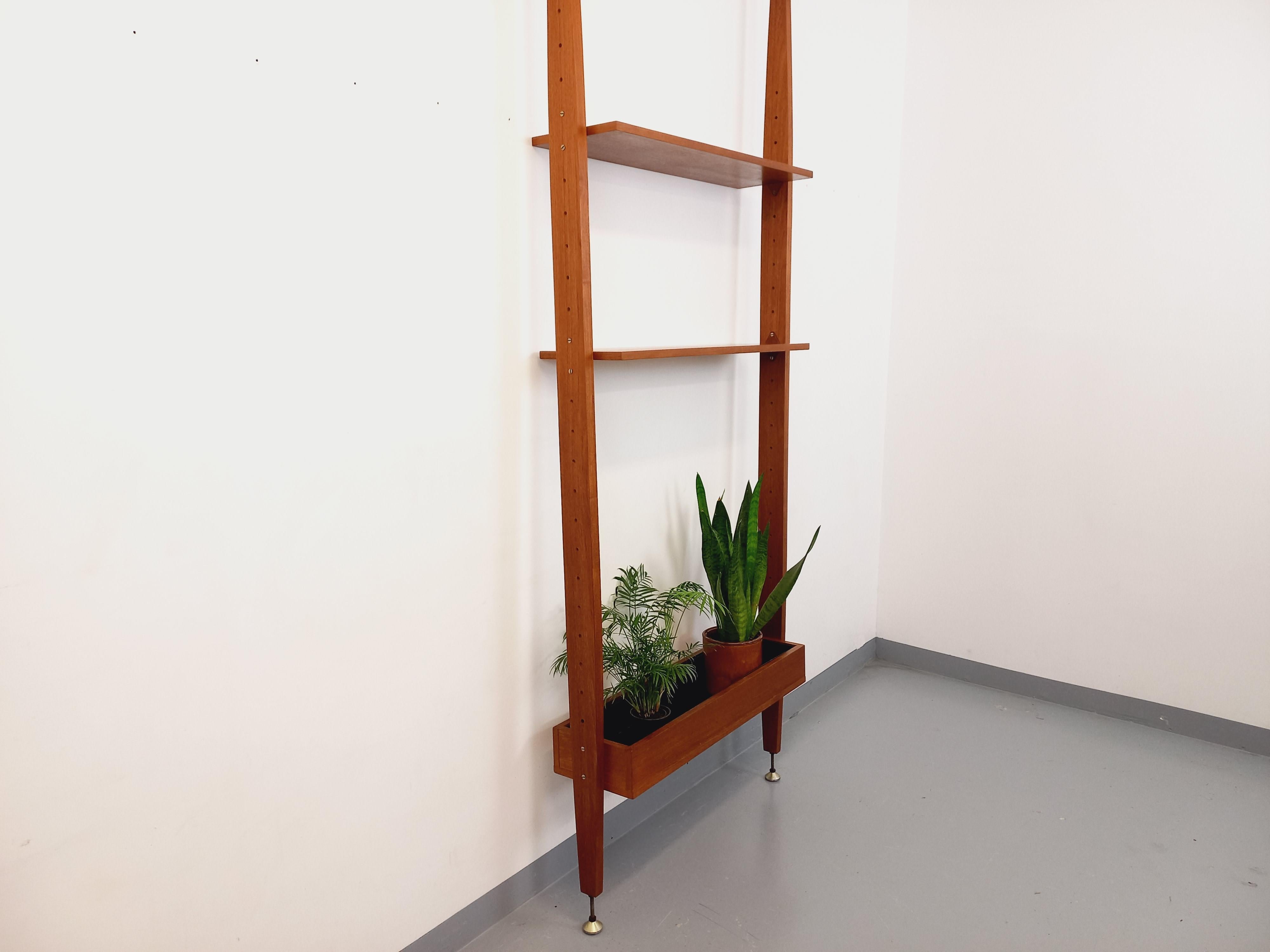 Teck Bibliothèque étagère porte-plante modulable scandinave vintage en teck années 60
