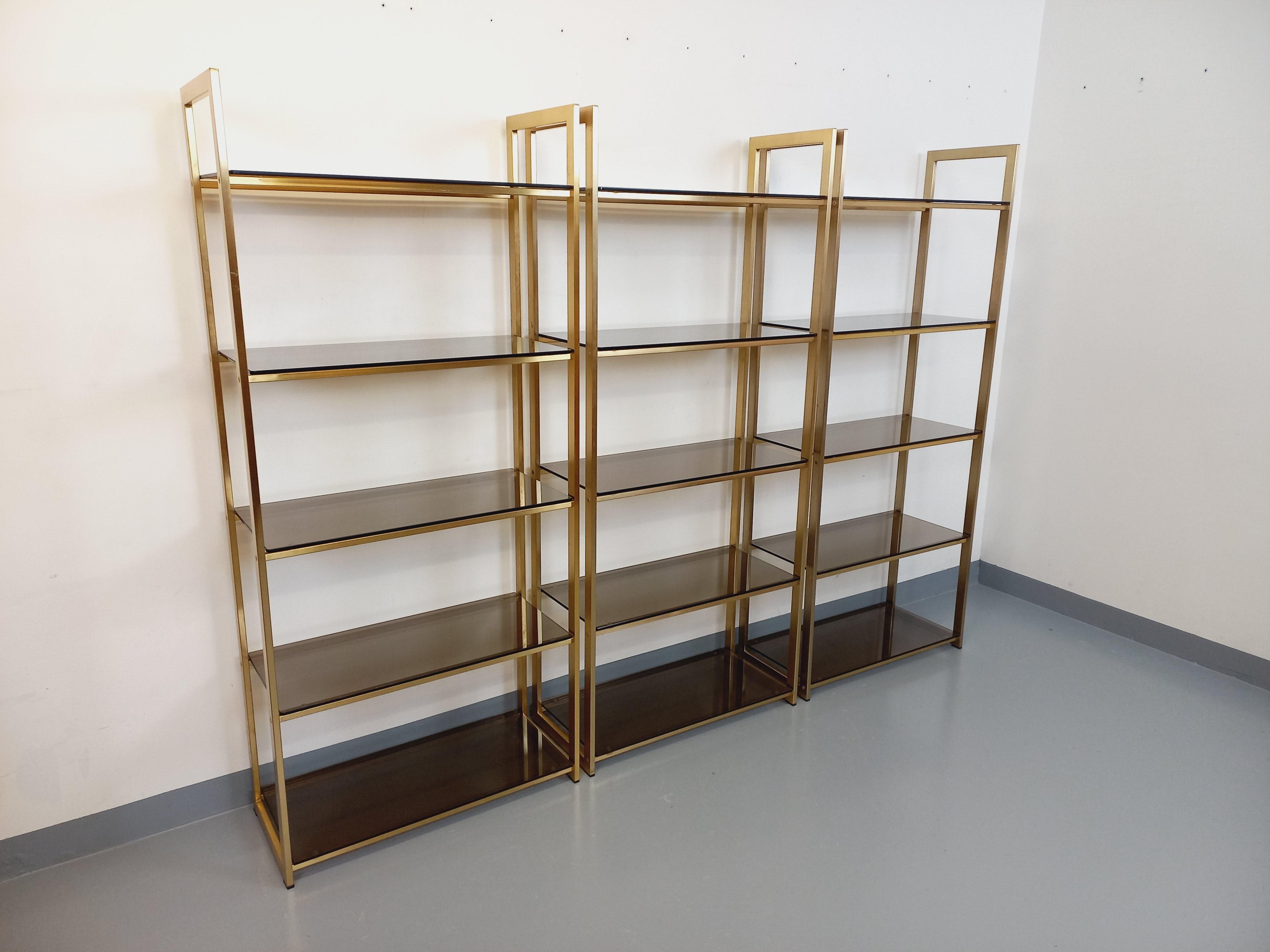 Vintage-Bibliothèque aus Edelmetall und Rauch aus den 70er Jahren im Angebot 4