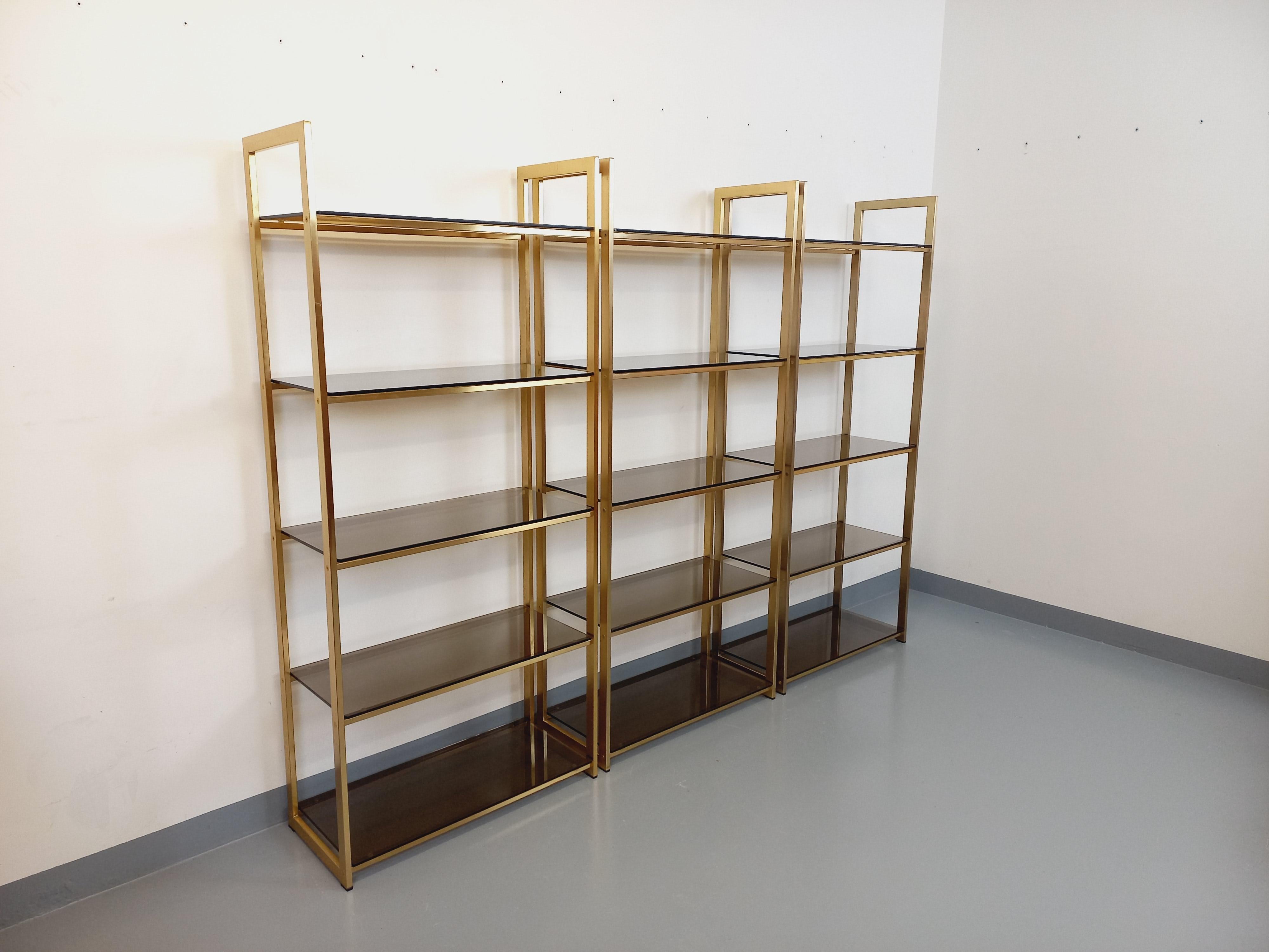 Vintage-Bibliothèque aus Edelmetall und Rauch aus den 70er Jahren im Angebot 5