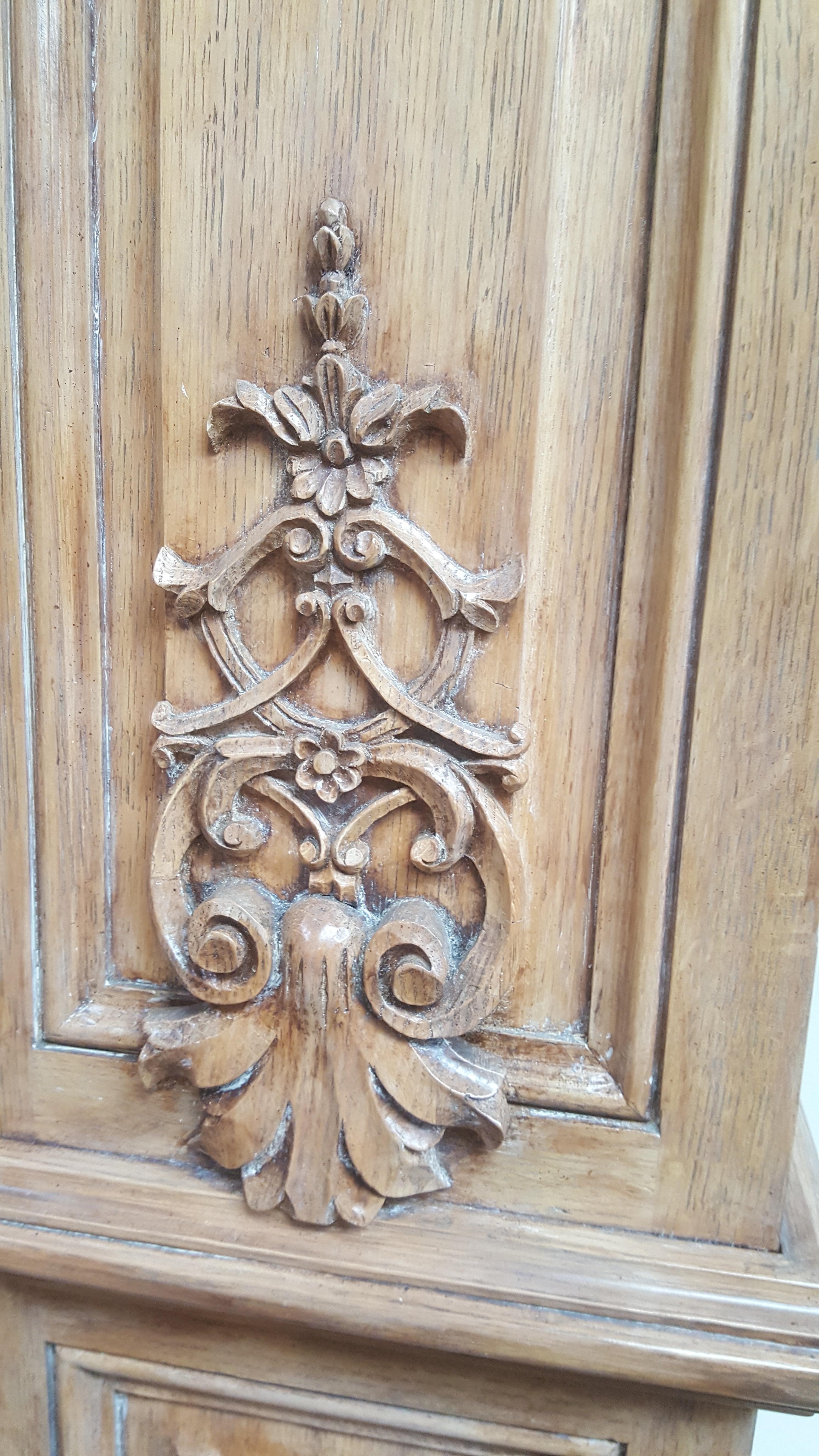 Bibliotheque Hand Carved Details in Oak For Sale 2