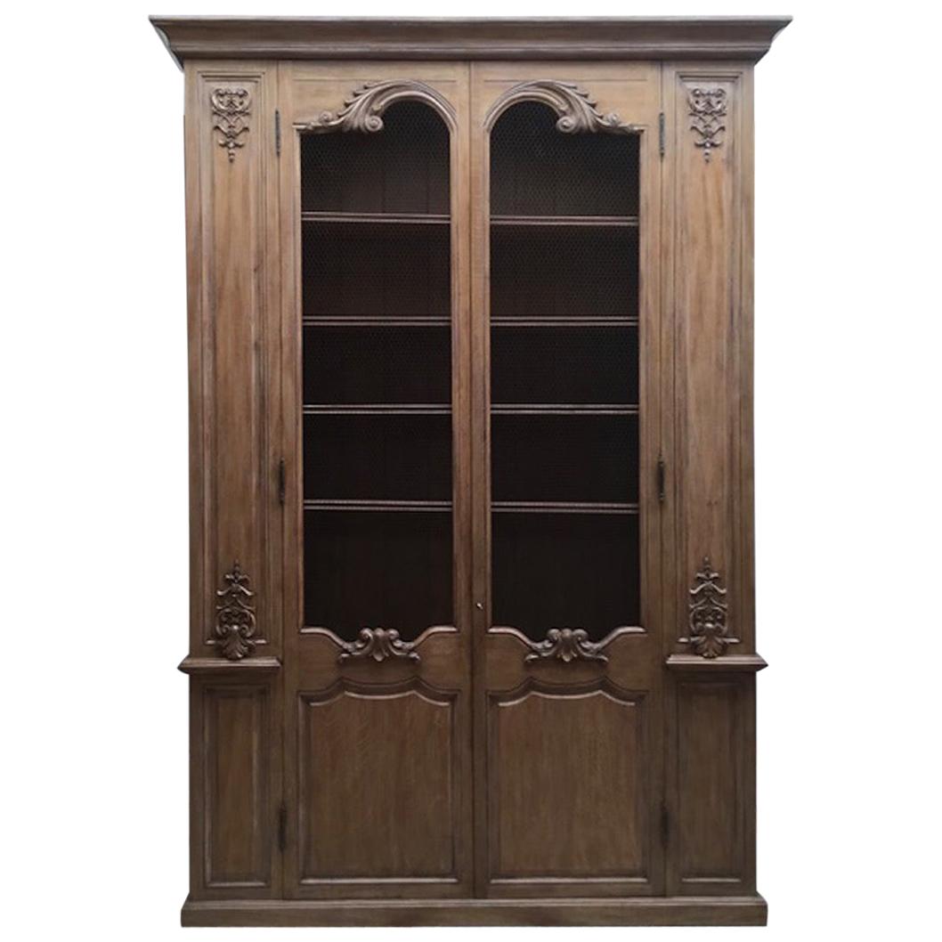 Bibliotheque Hand Carved Details in Oak For Sale