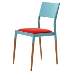21st Century Modern Steel And Wood Chair With Velvet Upholstered Seat