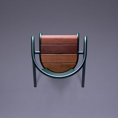 BICAchair Modern Outdoor Steel Armchair Basil Grain with Ipê Wood Slabs