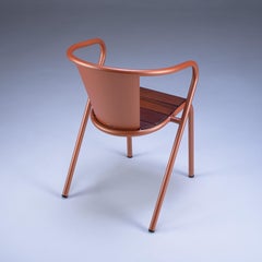 Bicachair Modern Outdoor Steel Armchair Sandstone Grain with Ipê Wood Slabs
