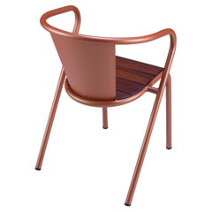 Bicachair Modern Outdoor Steel Armchair Sandstone Grain with Ipê Wood Slabs