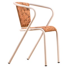 BICAchair Modern Steel Armchair Champagne, Upholstery in Natural Cork