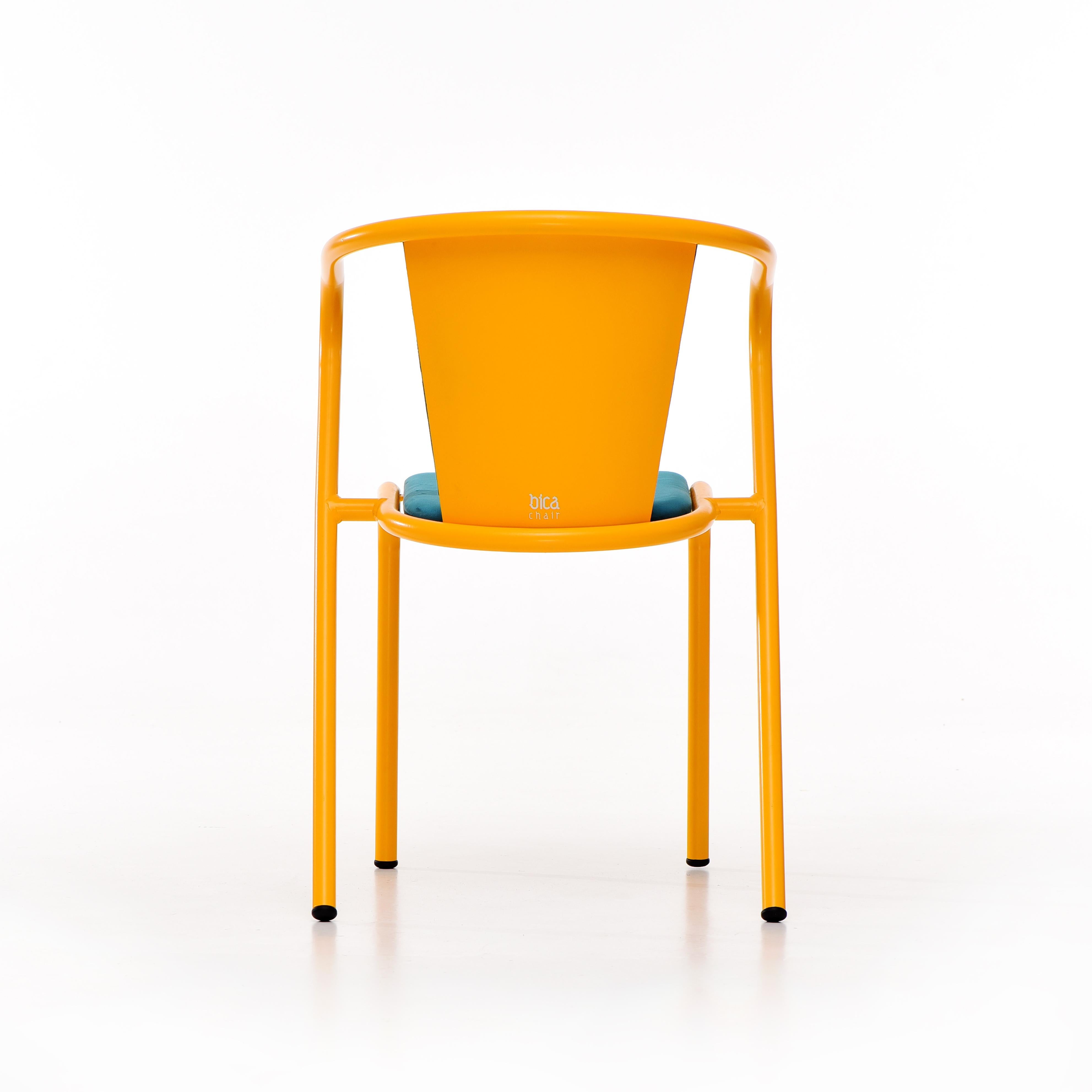 BICAchair Modern Steel Armchair Melon Yellow, Upholstery in Soft Velvet In New Condition For Sale In Agualva-Cacém, PT