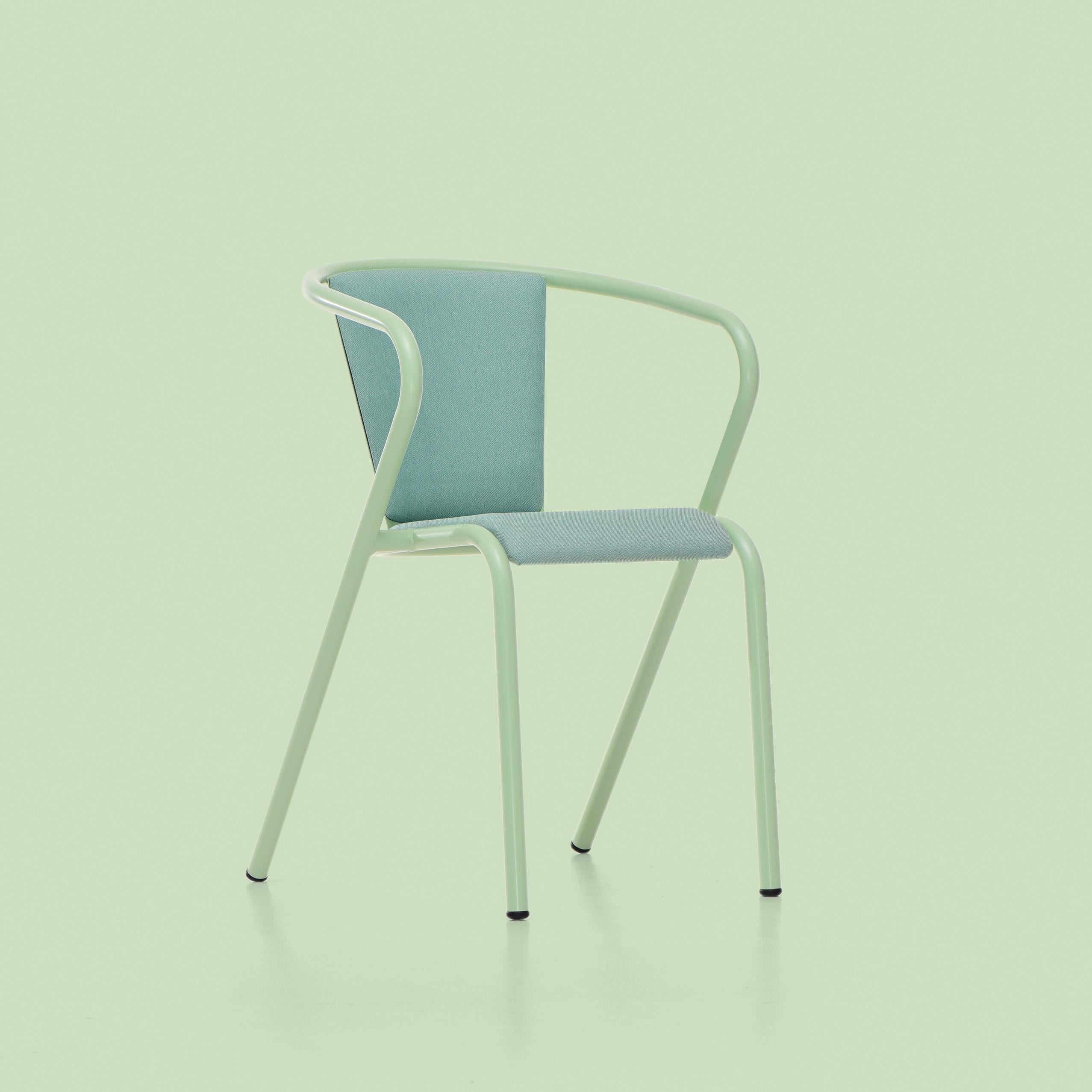 BICAchair Modern Steel Armchair Pastel Green, Upholstery in Eco-Fabric In New Condition For Sale In Agualva-Cacém, PT
