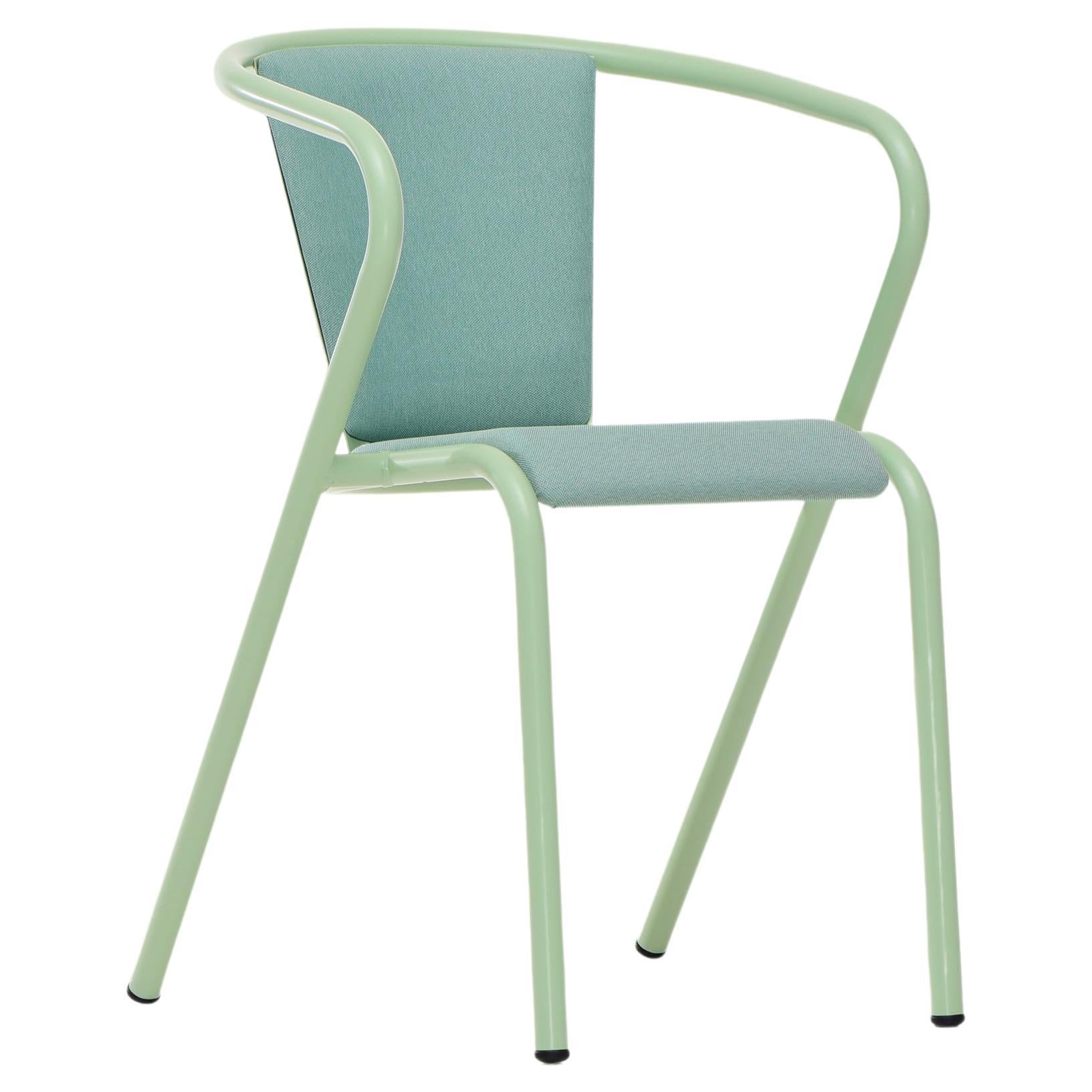 Moderner BICA-Sessel aus Stahl in Pastellgrün, Polsterung mit Eco-Stoff