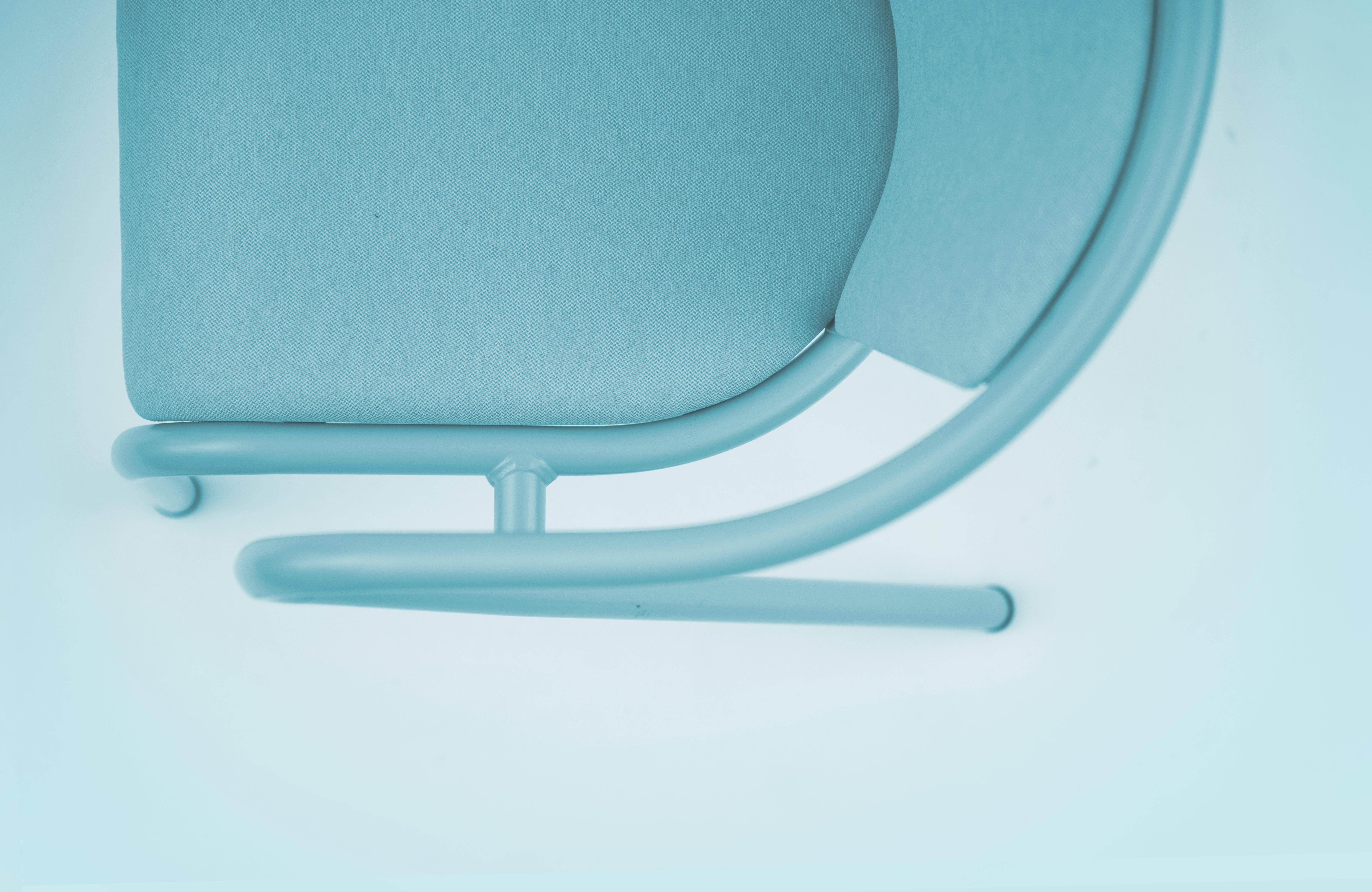 Moderner BICA-Sessel aus Stahl in Pastell und Türkis, gepolstert mit Eco-Stoff im Angebot 4